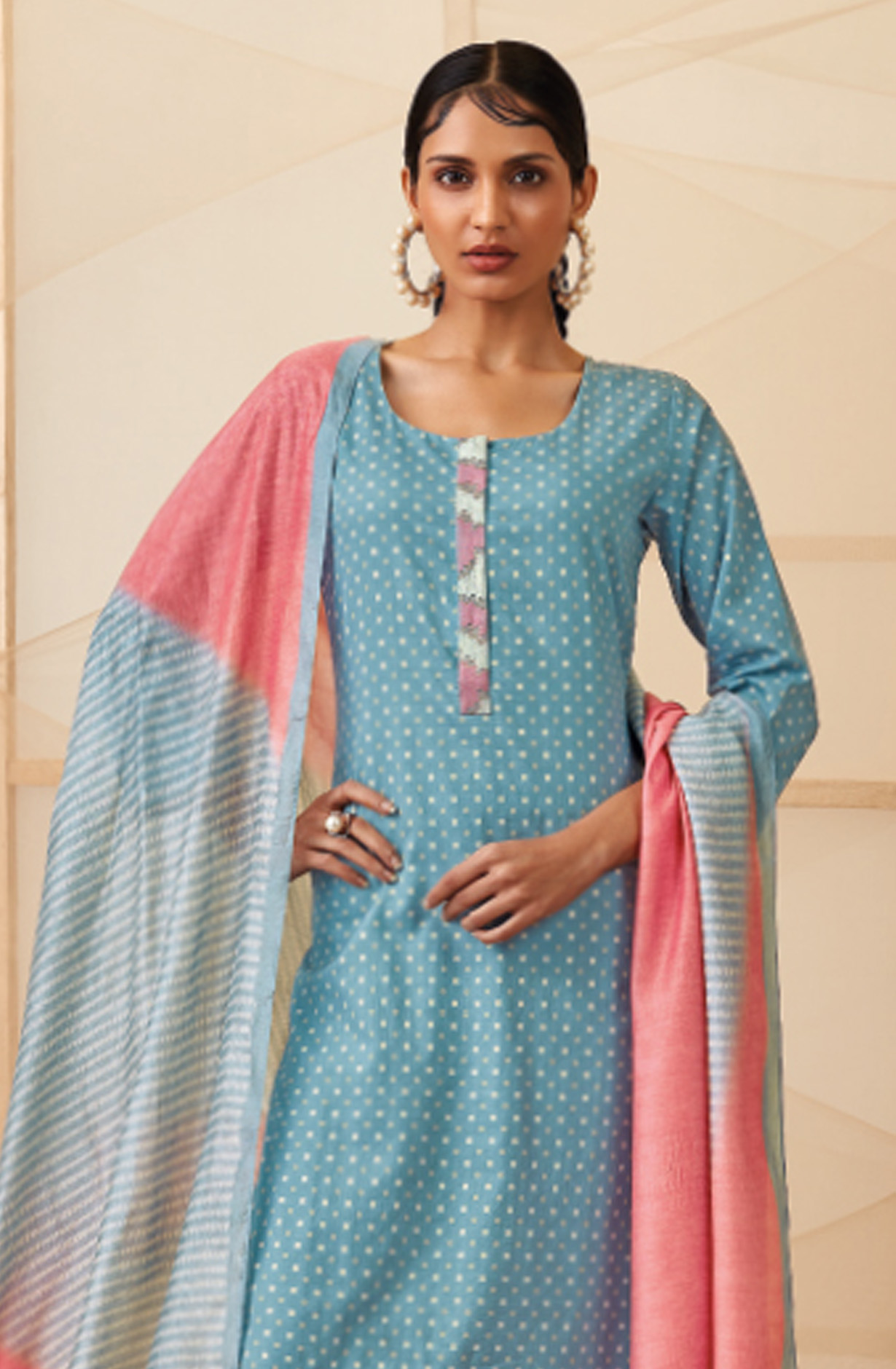 Grey Cotton Printed Salwar Suit - NATC1329
