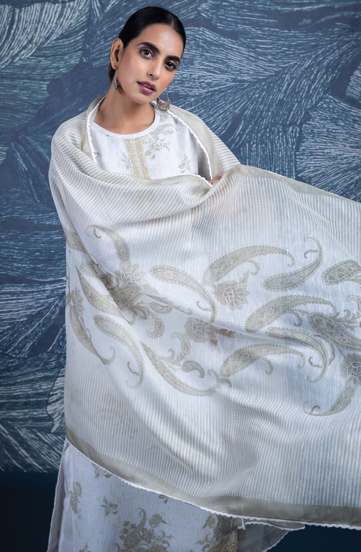 Lemon Linen Digital Printed Suit Set with Dupatta -NAW2457B