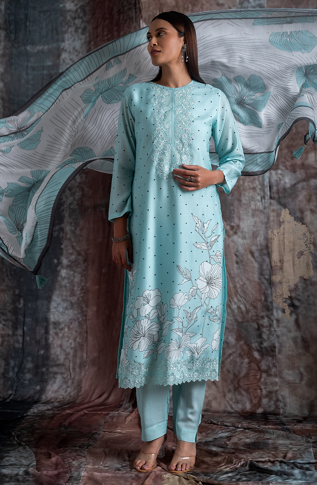 Sea Green Exclusive Pure Muslin Unstitched Salwar Suit - NAY2261C