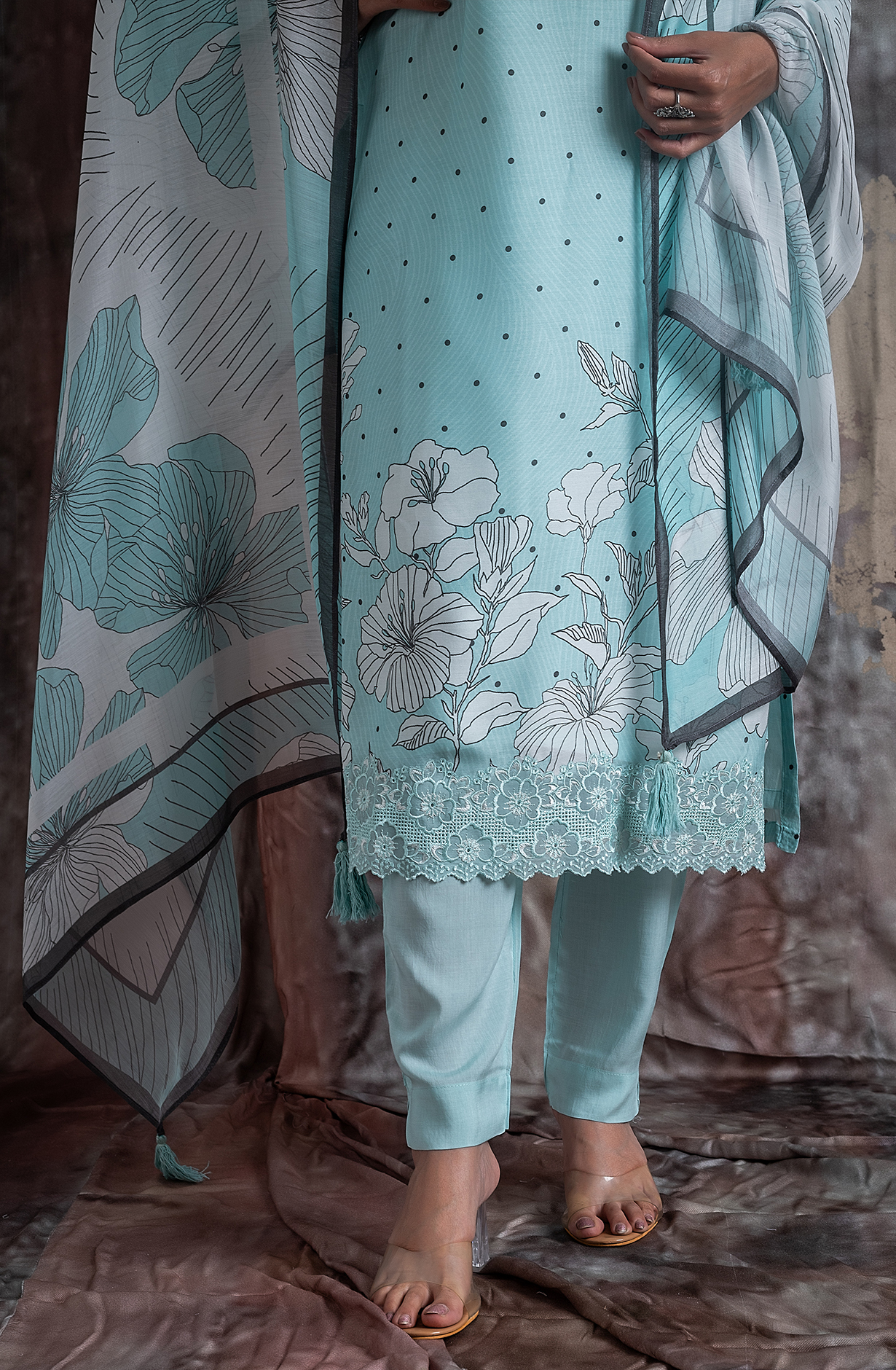 Sea Green Exclusive Pure Muslin Unstitched Salwar Suit - NAY2261C