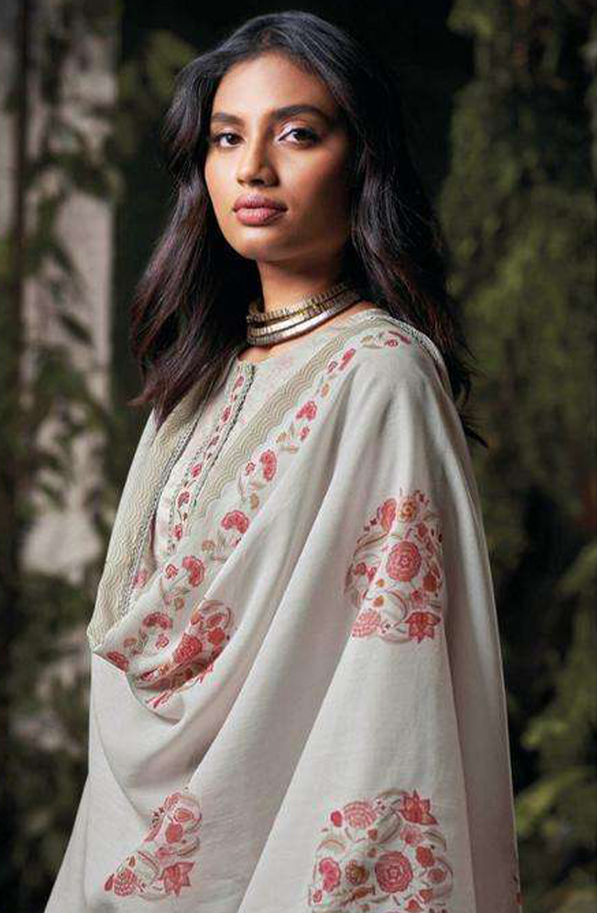 Grey Cotton Suit Set with cotton Dupatta  - NISC2261