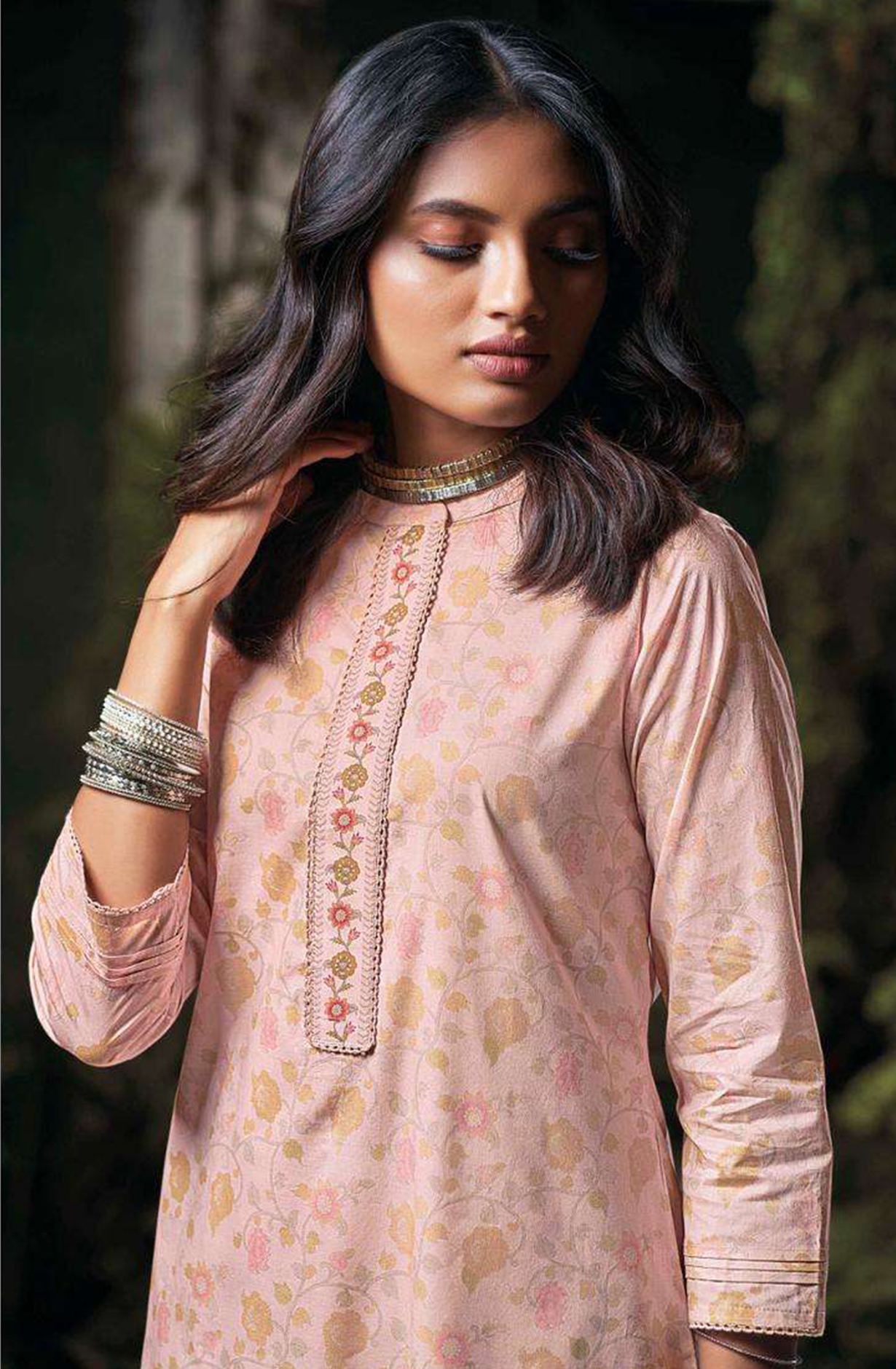 Pink Cotton Suit Set with cotton Dupatta  - NISC2262