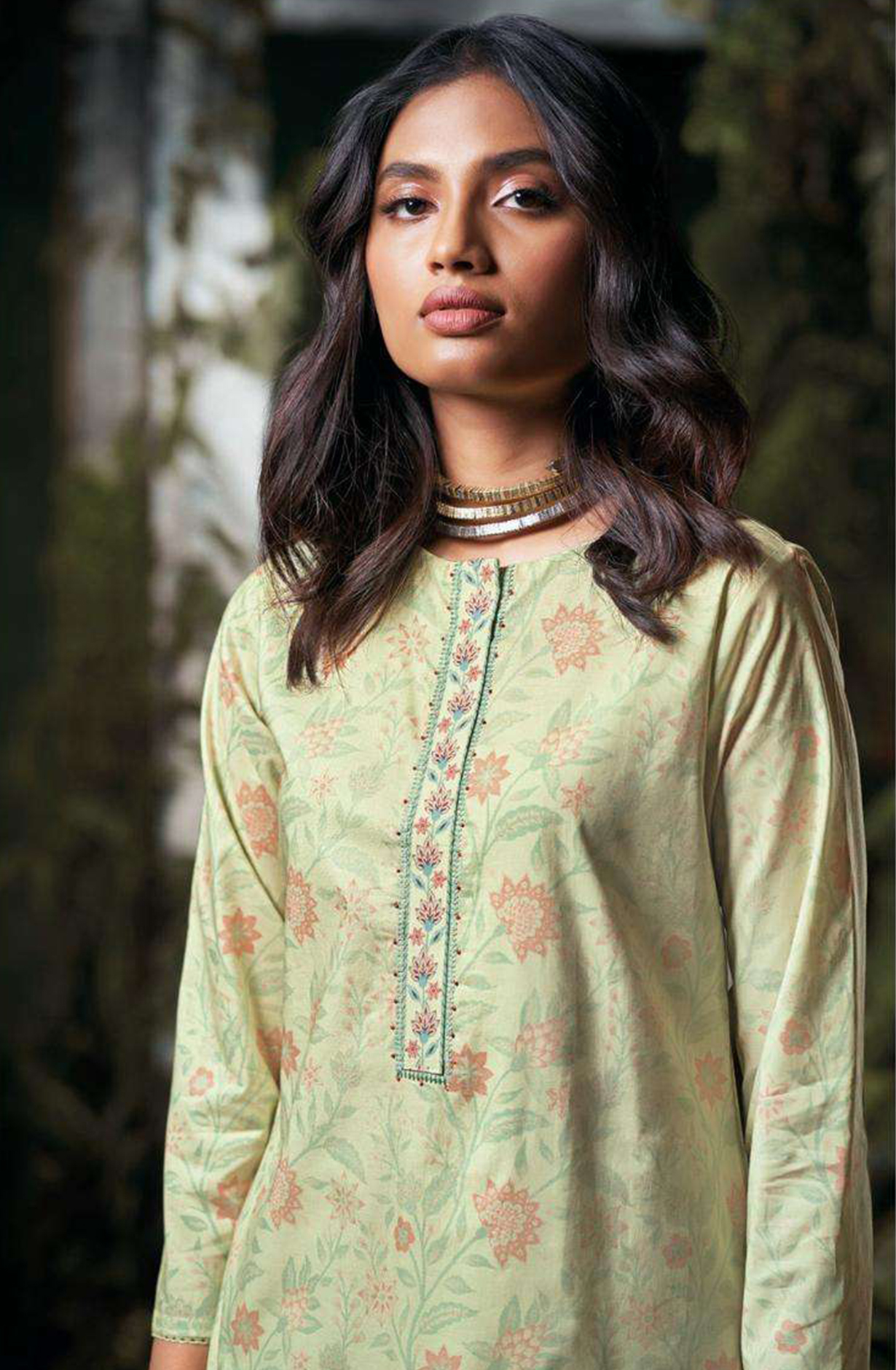 Green Cotton Suit Set with cotton Dupatta  - NISC2266