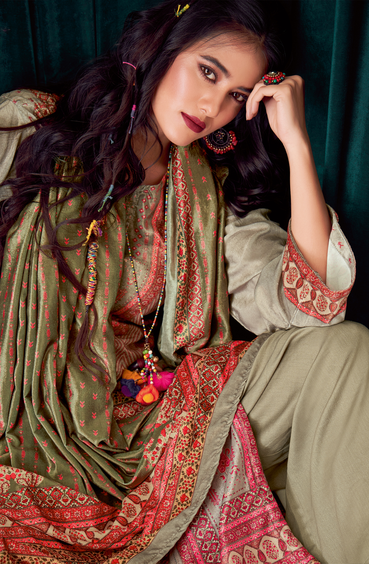 Pastel Green Beautiful Velvet Unstitched Salwar Suit - NOO312