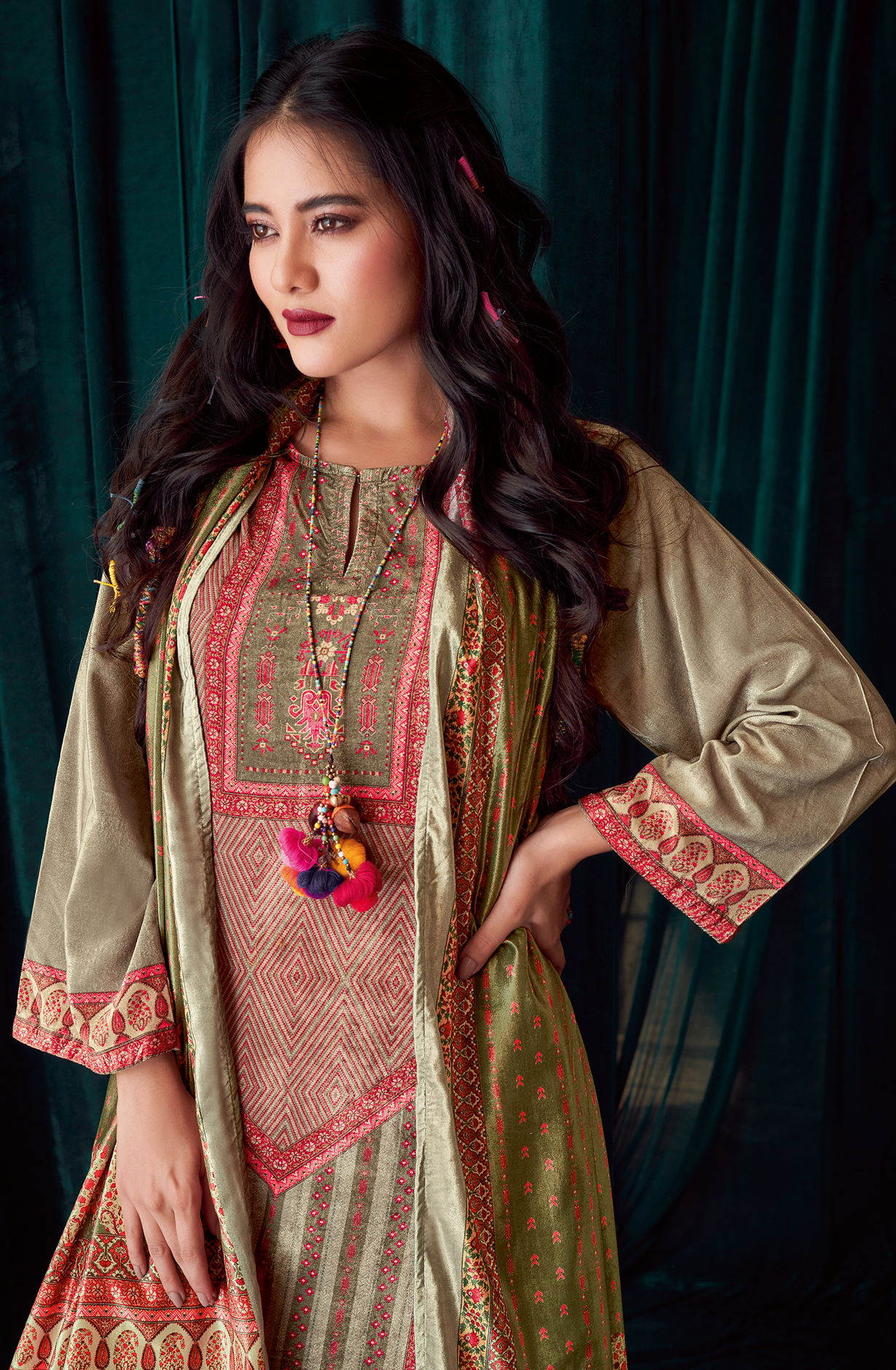 Pastel Green Beautiful Velvet Unstitched Salwar Suit - NOO312