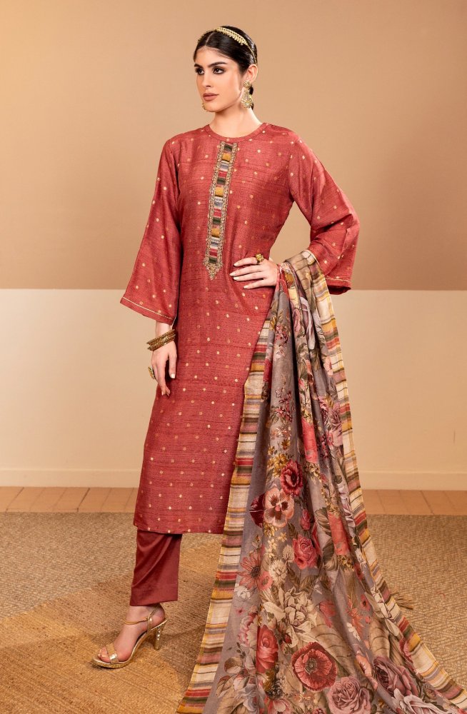 Maroon Festive Wear Beautiful Tussar Silk Suit-sets - NOU1991B