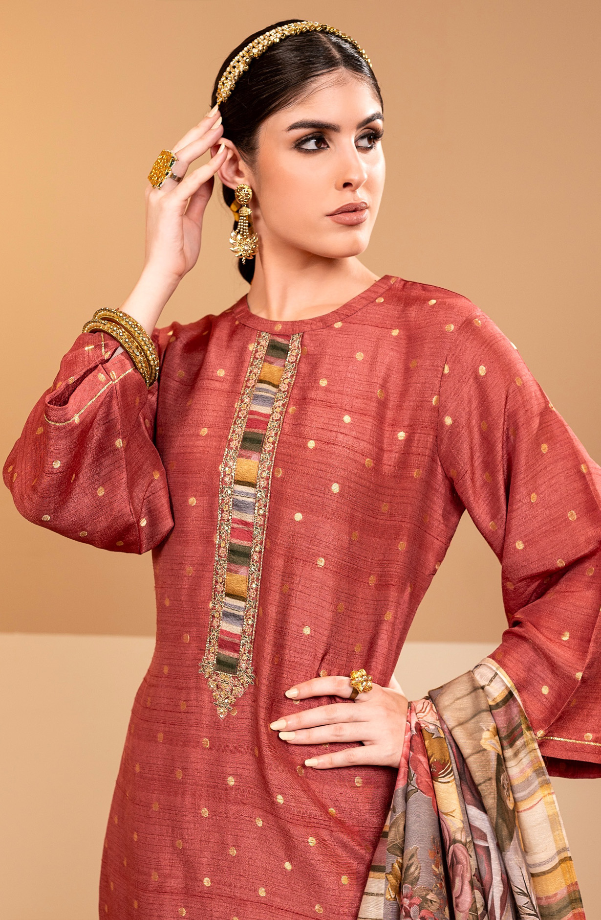 Maroon Festive Wear Beautiful Tussar Silk Suit-sets - NOU1991B