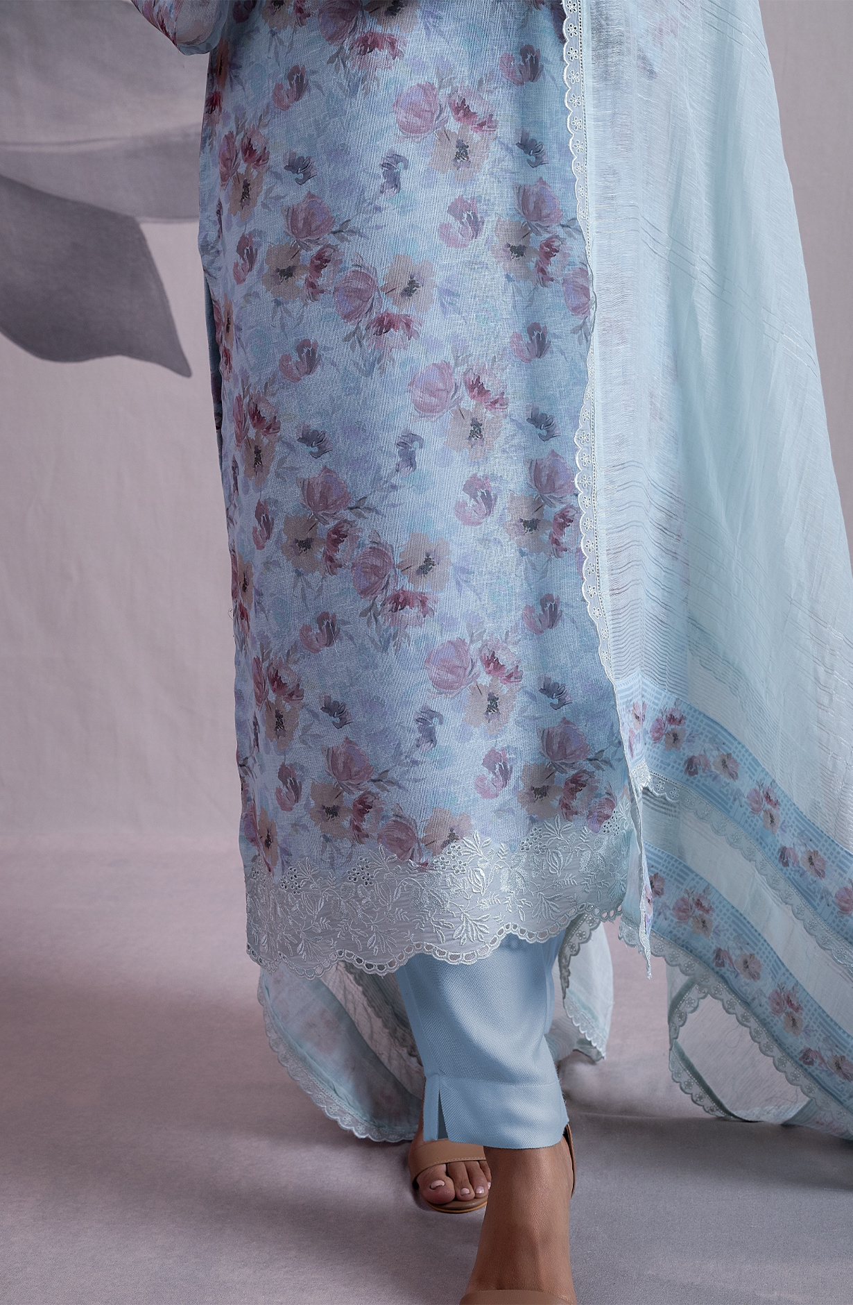 Mint Blue Beautiful Linen Digital Printed Unstitched Salwar Suit - NUS2171