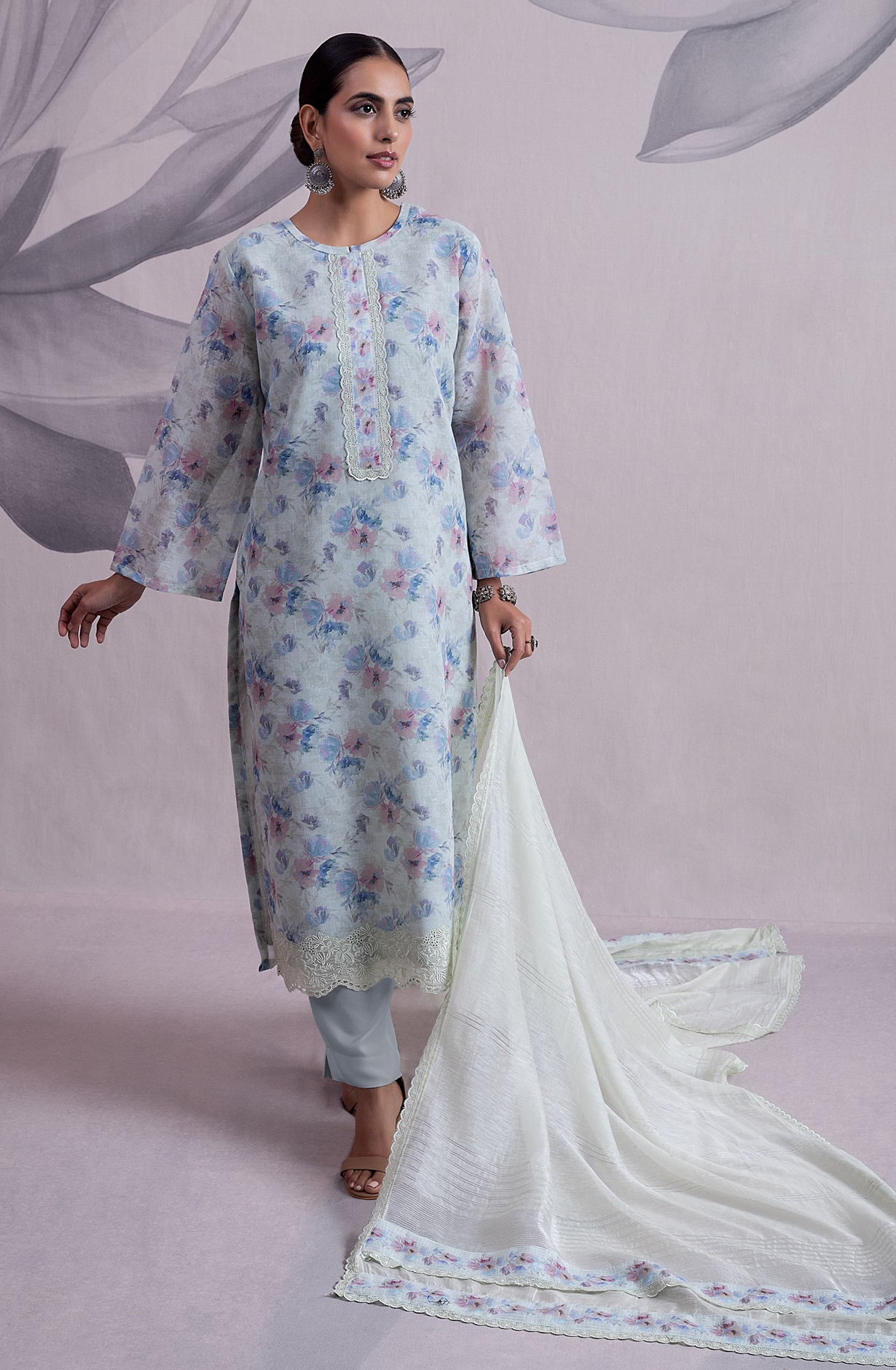 Pista Green Beautiful Linen Digital Printed Unstitched Salwar Suit - NUS2173