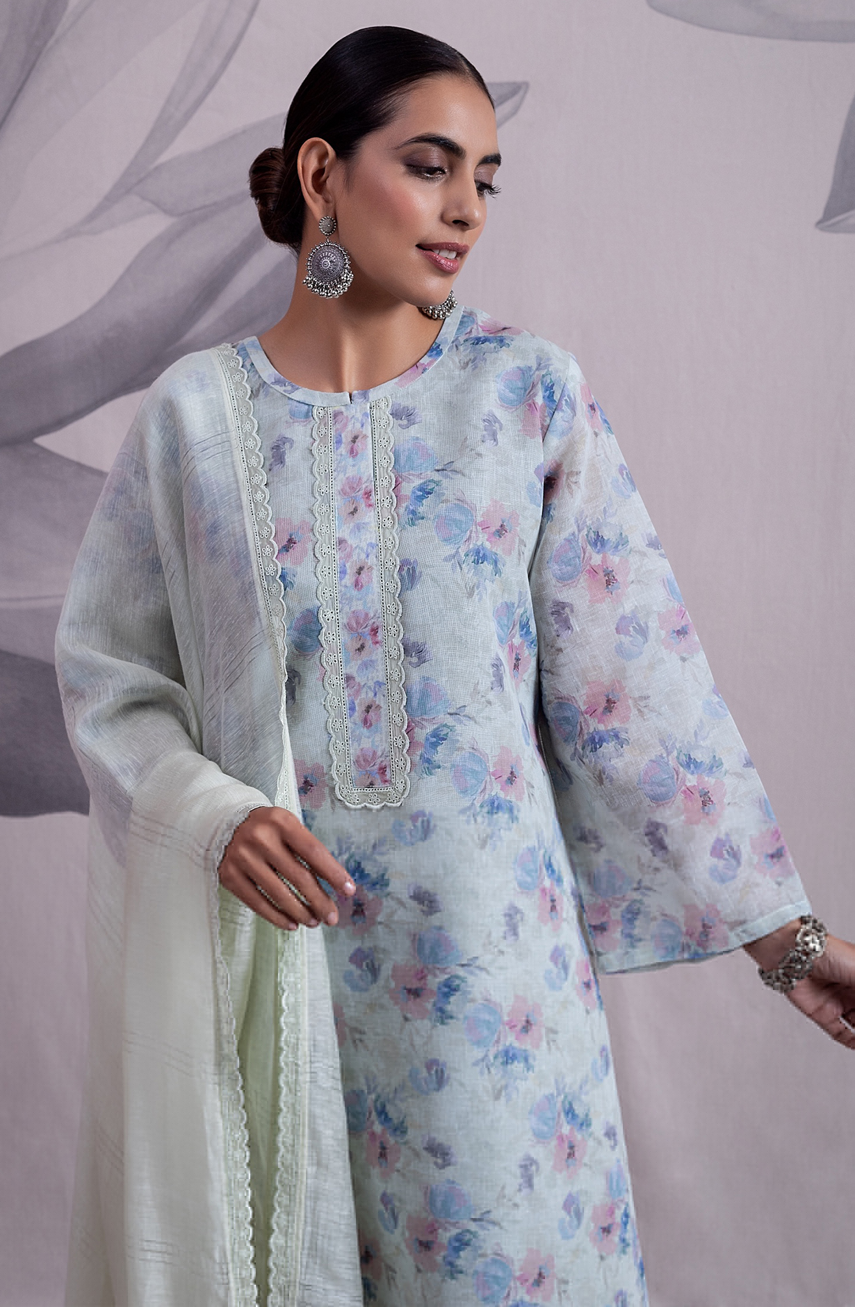 Pista Green Beautiful Linen Digital Printed Unstitched Salwar Suit - NUS2173