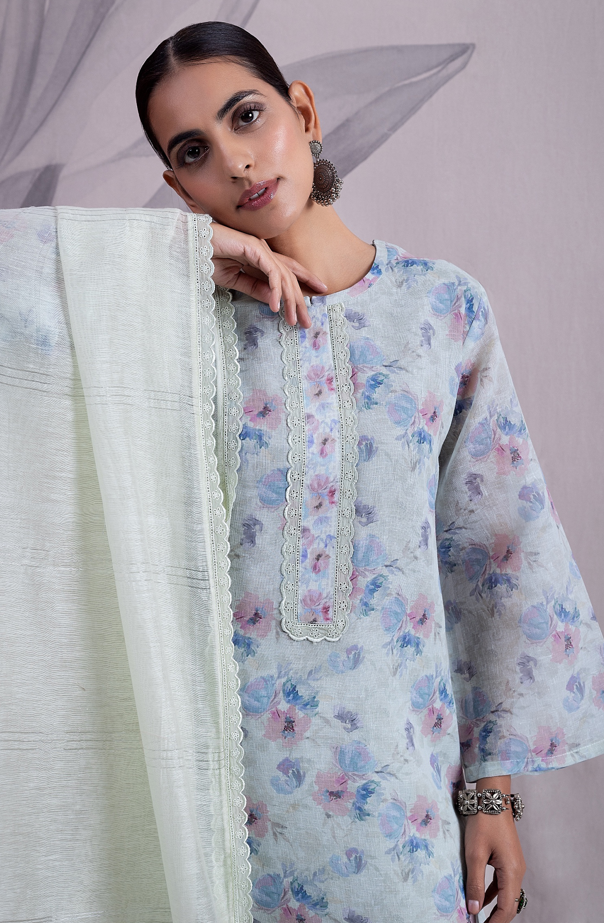 Pista Green Beautiful Linen Digital Printed Unstitched Salwar Suit - NUS2173