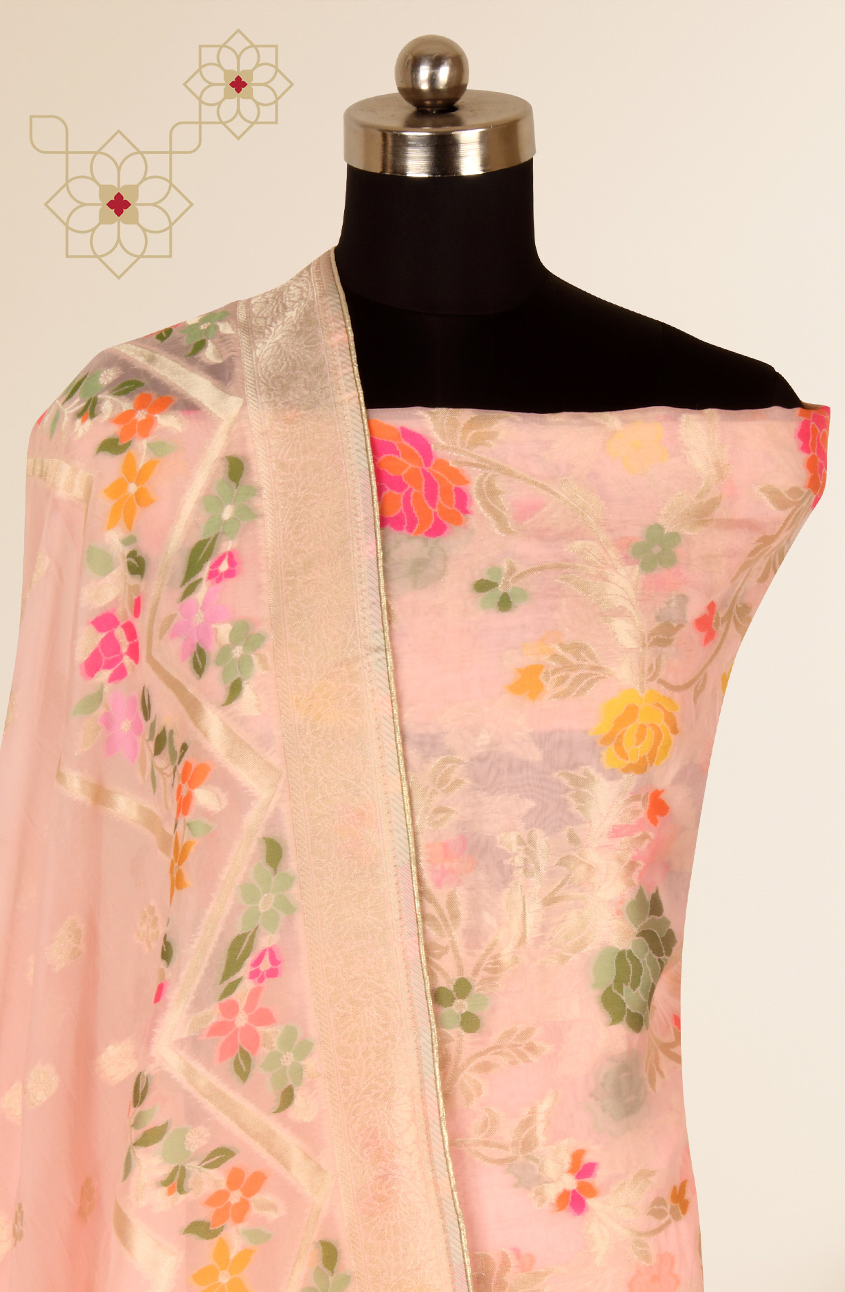 Peach Organza Festivewear Salwar Kameez with Dupatta - OM321-4M