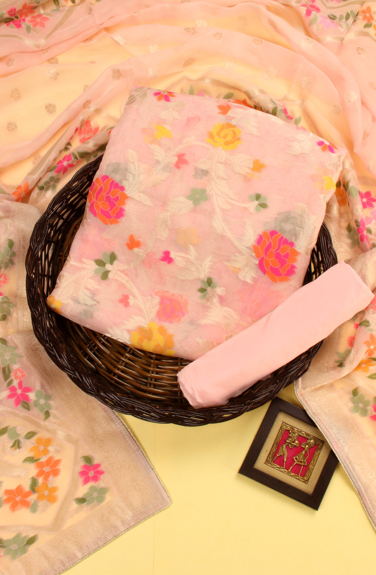 Peach Organza Festivewear Salwar Kameez with Dupatta - OM321-4M