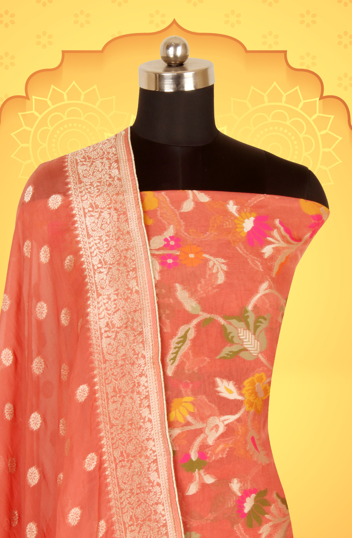 Rust Organza Festive Wear Salwar Kameez with Dupatta - OM327-602