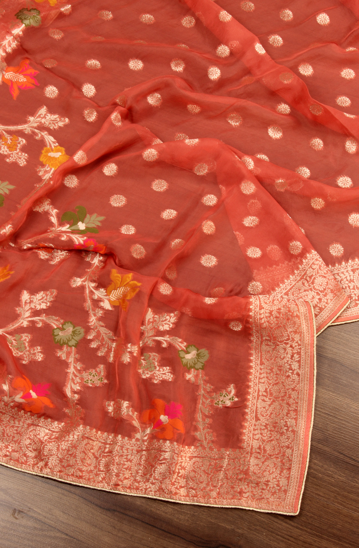 Rust Organza Festive Wear Salwar Kameez with Dupatta - OM327-602