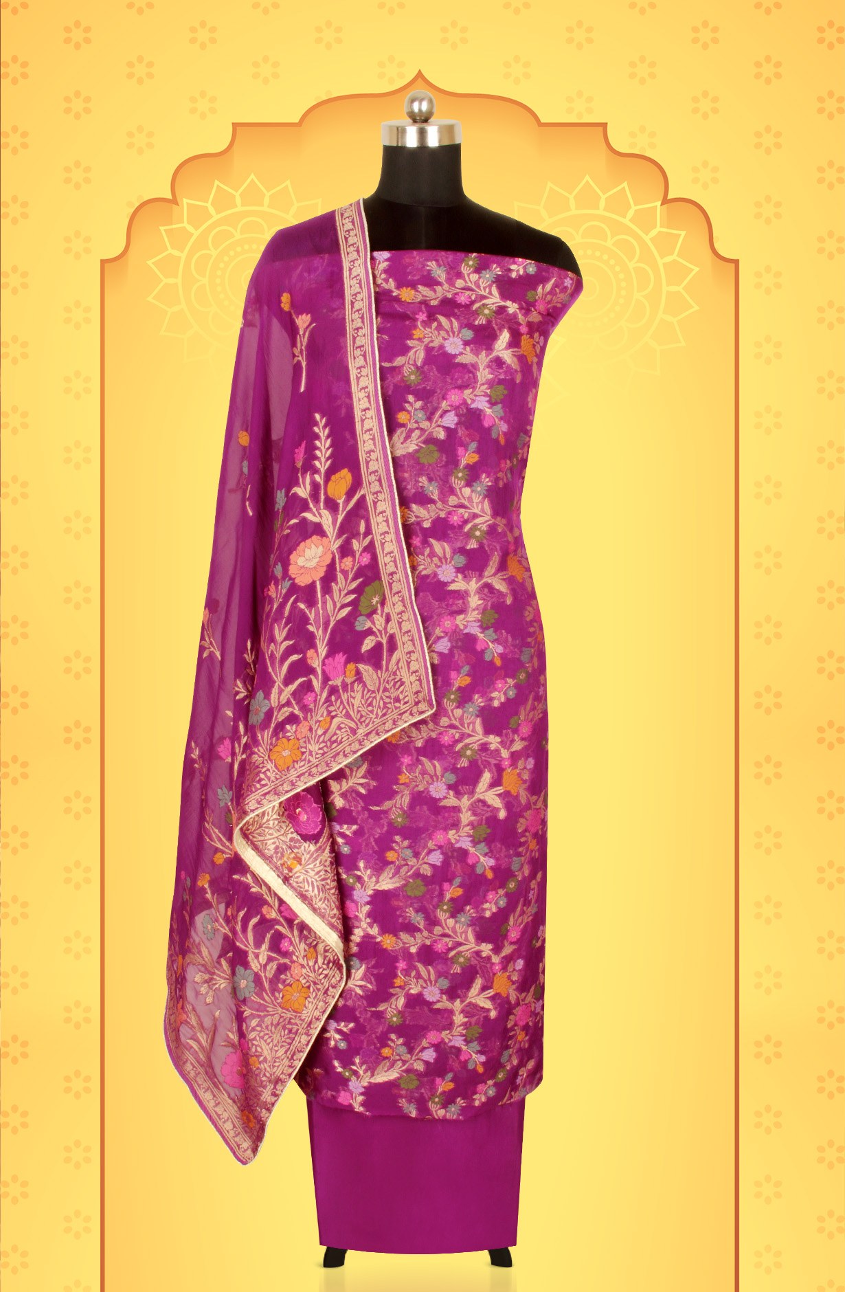 Purple Organza Festive Wear Salwar Kameez with Dupatta - OM338-124M