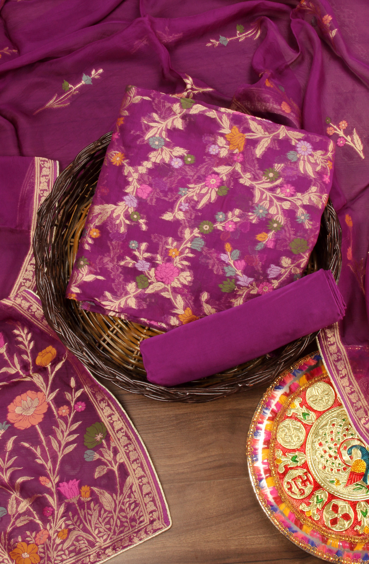 Purple Organza Festive Wear Salwar Kameez with Dupatta - OM338-124M