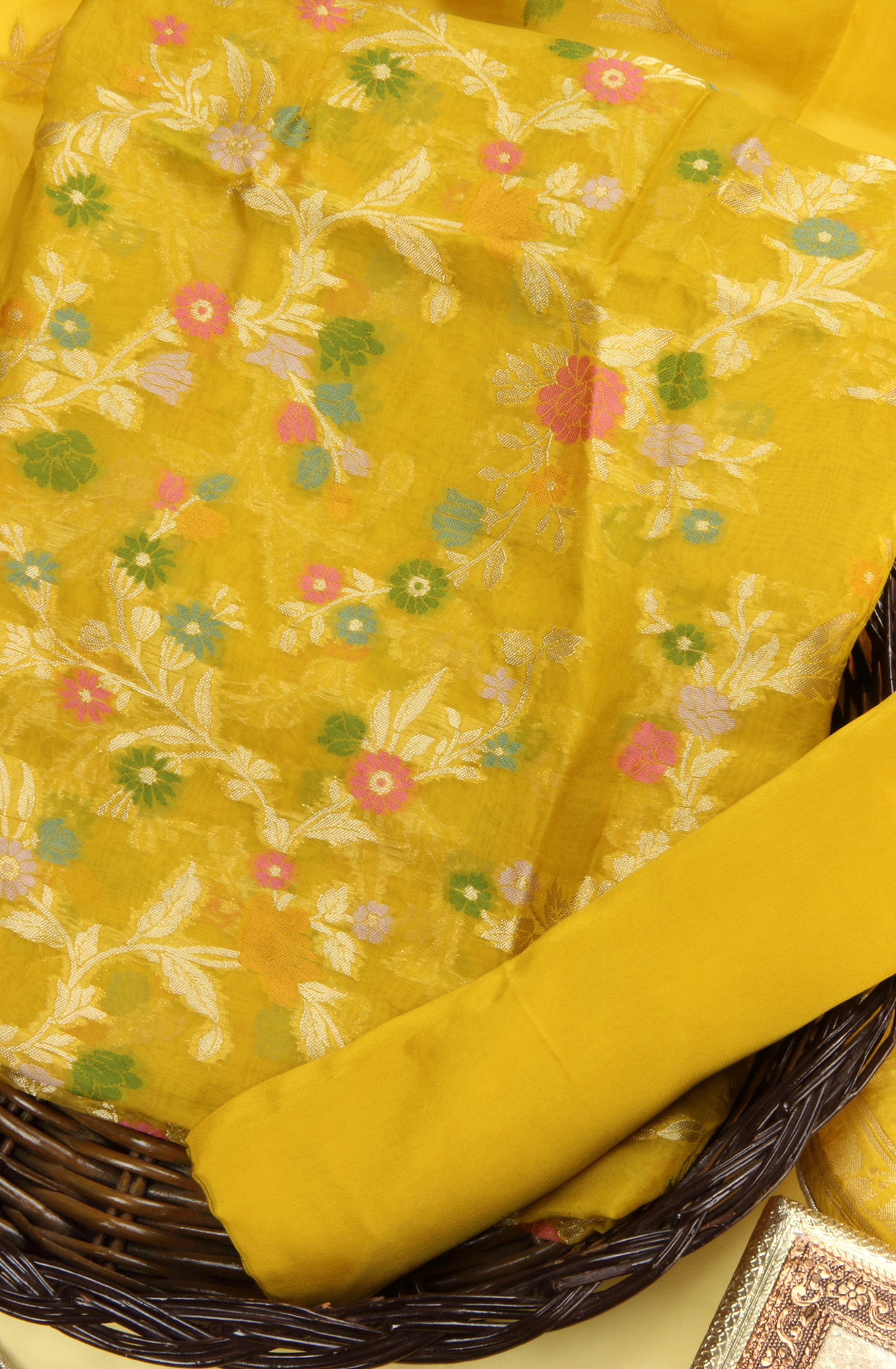 Mustard Yellow Organza Festivewear Salwar Kameez with Dupatta - OM338-160