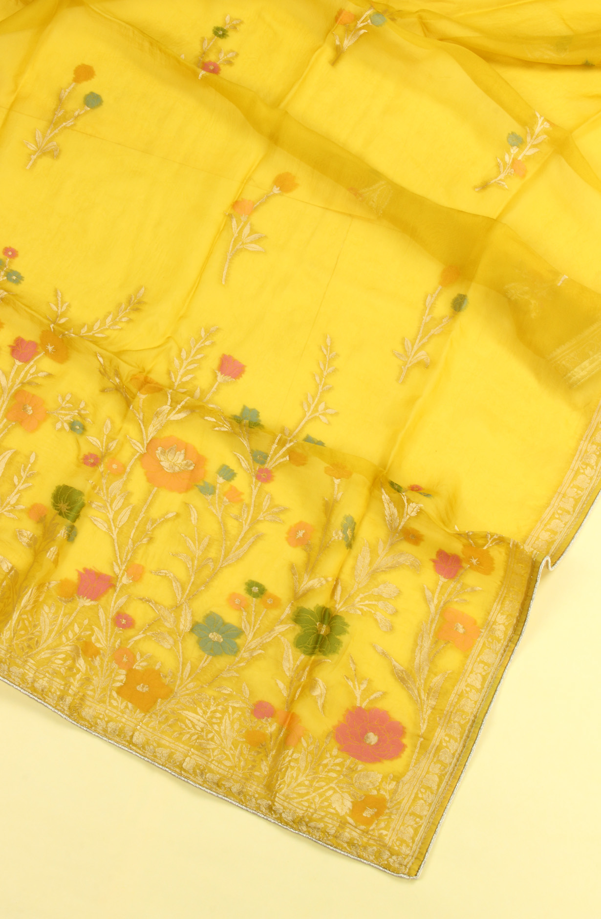 Mustard Yellow Organza Festivewear Salwar Kameez with Dupatta - OM338-160