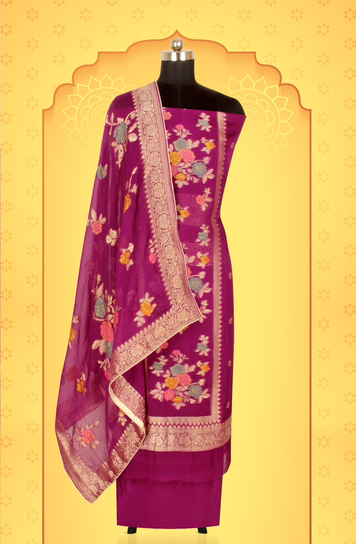 Purple Organza Festive Wear Salwar Kameez with Dupatta - OM9602-124