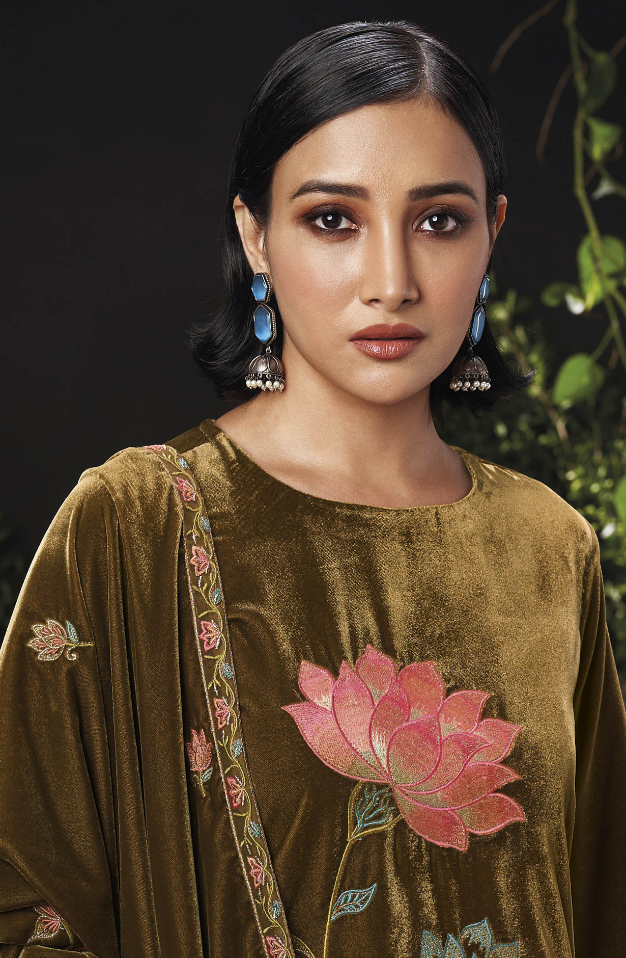 Mehndi Green Designer Embroidered Velvet Salwar Suit - OPHC1648