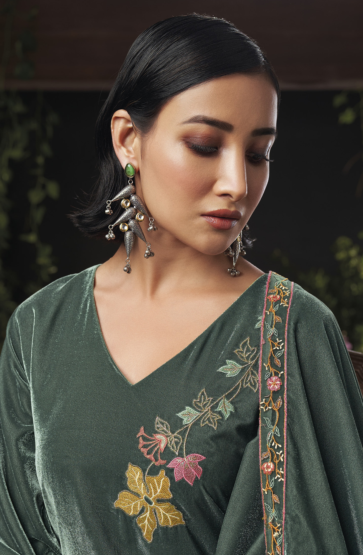 Pastel Green Designer Embroidered Velvet Salwar Suit - OPHC1652