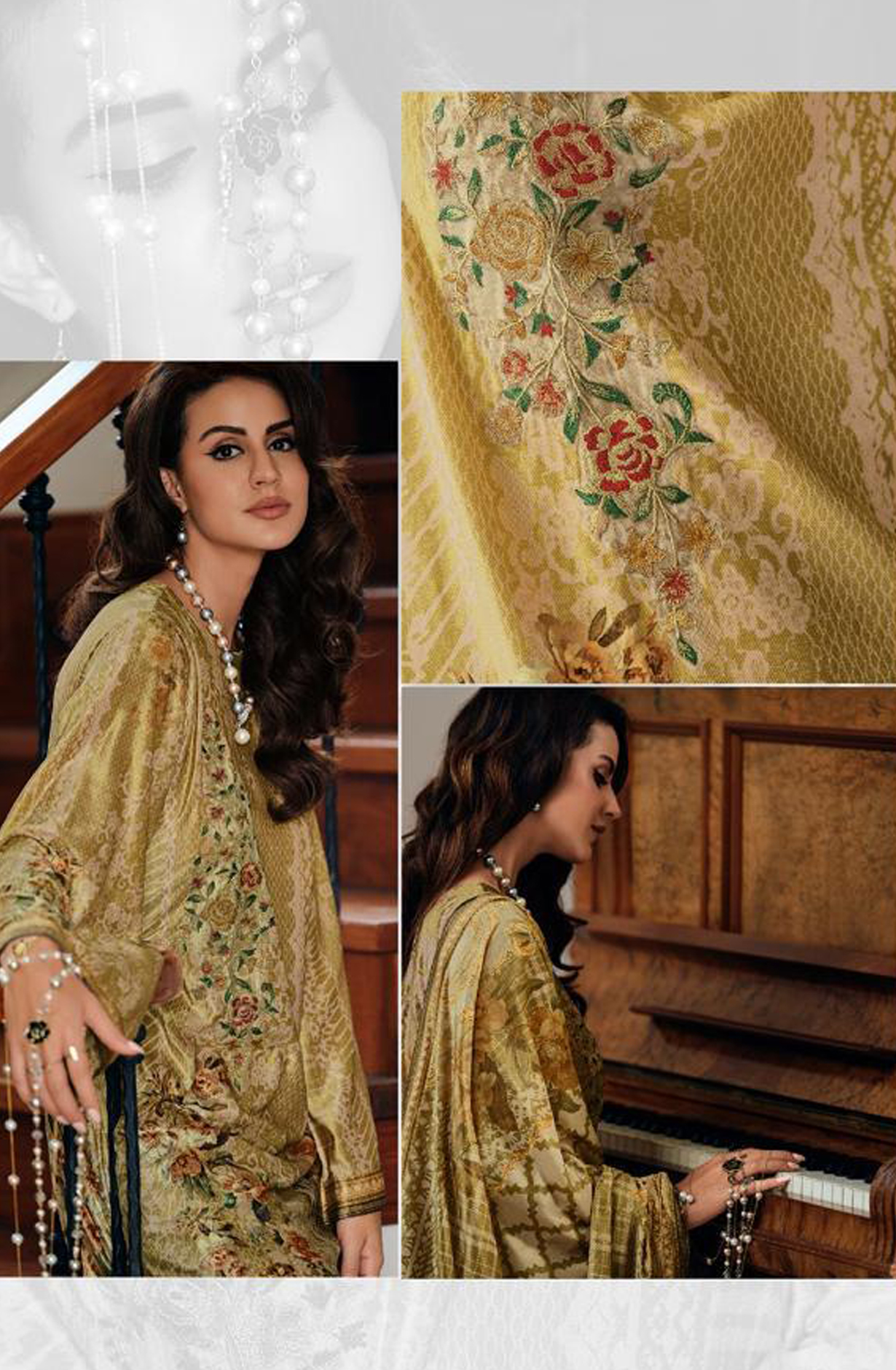 Mehndi Green Velvet Designer Unstitched Salwar Kameez - OPU02