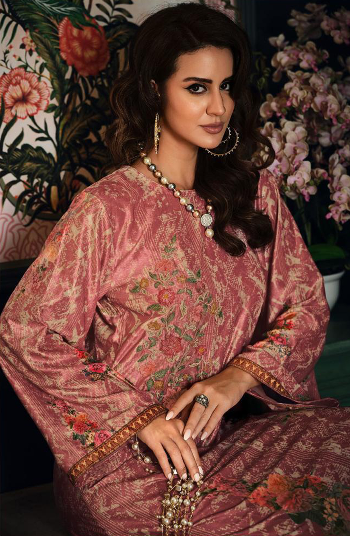 Pink Velvet Designer Unstitched Salwar Kameez - OPU05