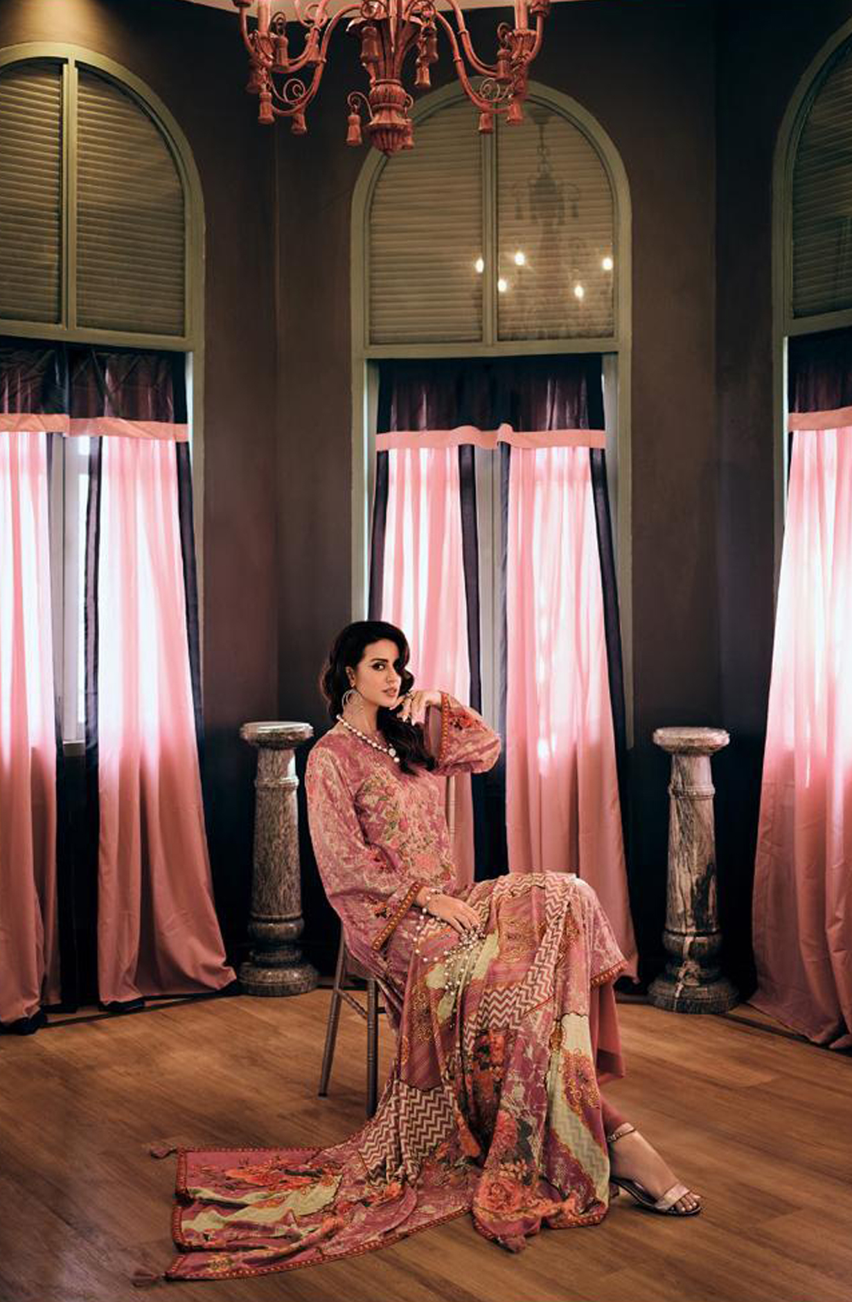 Pink Velvet Designer Unstitched Salwar Kameez - OPU05