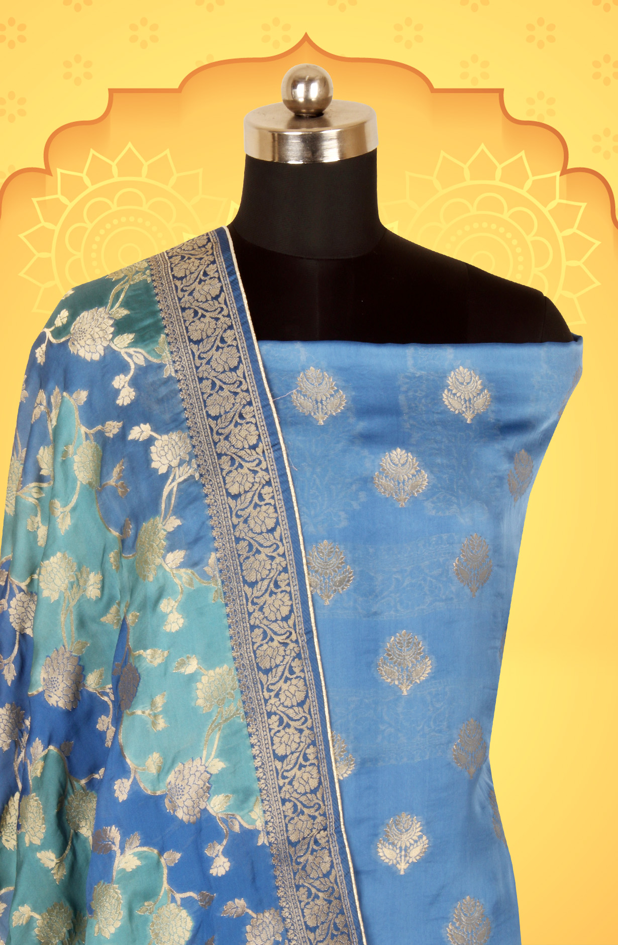 Pastel Blue Organza Festive Wear Salwar Kameez with Dupatta - ORG31604