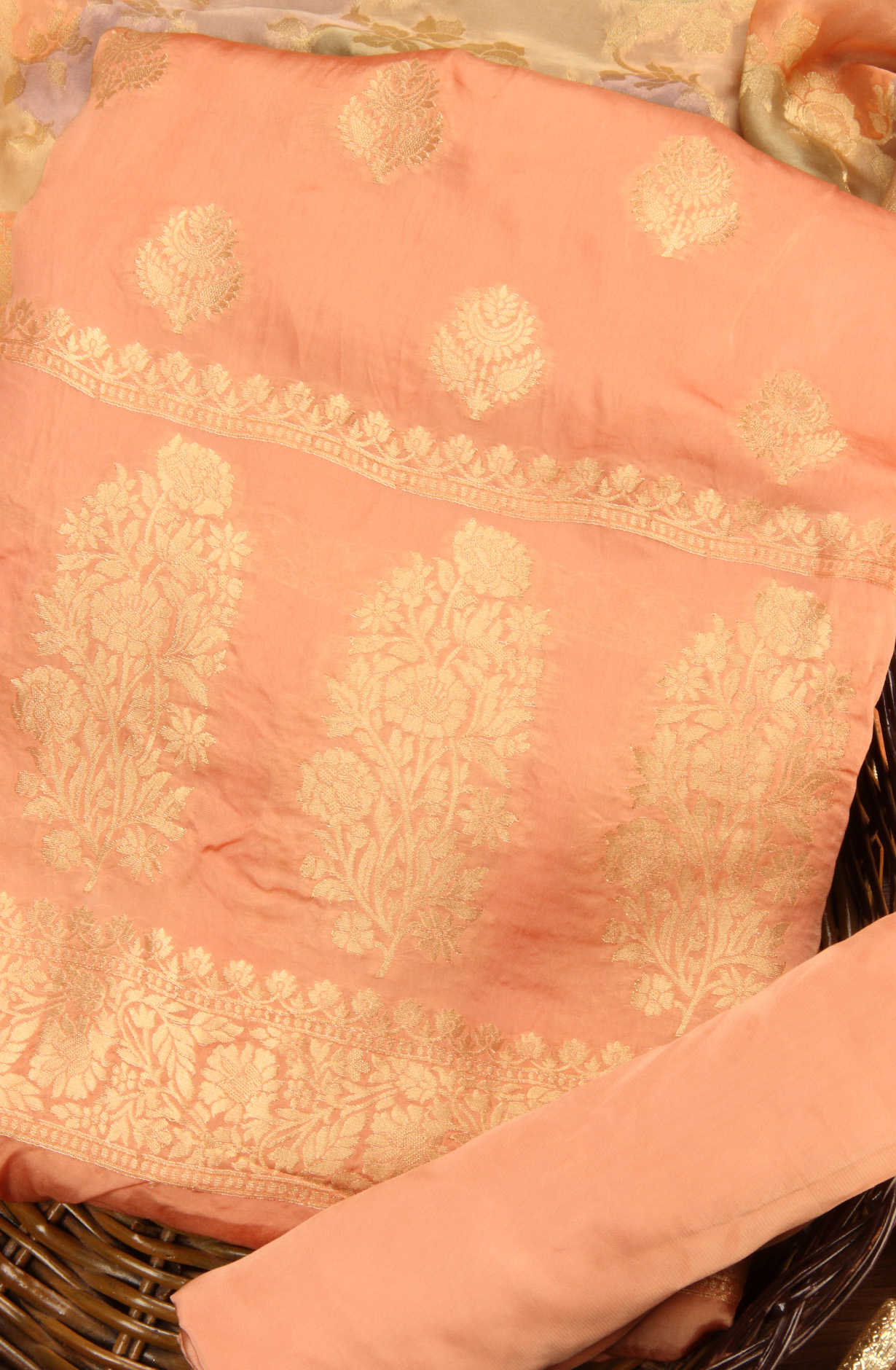 Peach Organza Festive Wear Salwar Kameez with Dupatta - ORG31604A