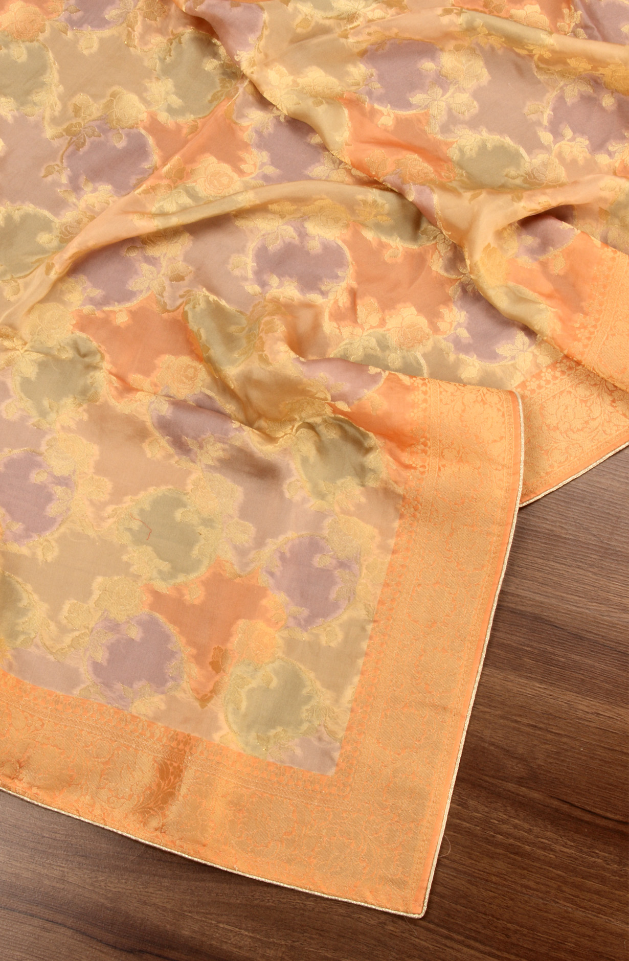 Peach Organza Festive Wear Salwar Kameez with Dupatta - ORG31604A