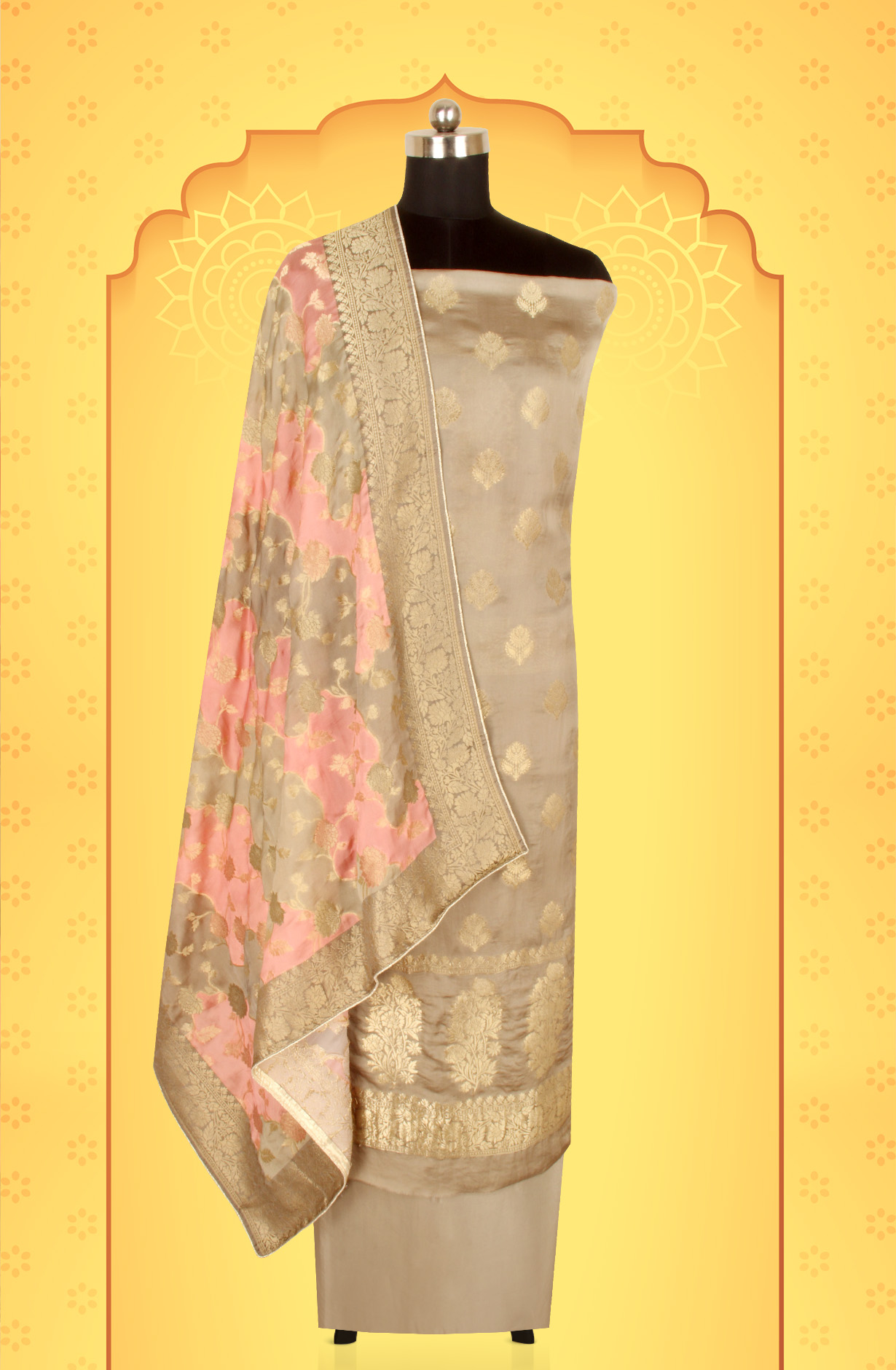 Olive Green Organza Festive Wear Salwar Kameez with Dupatta - ORG31604B