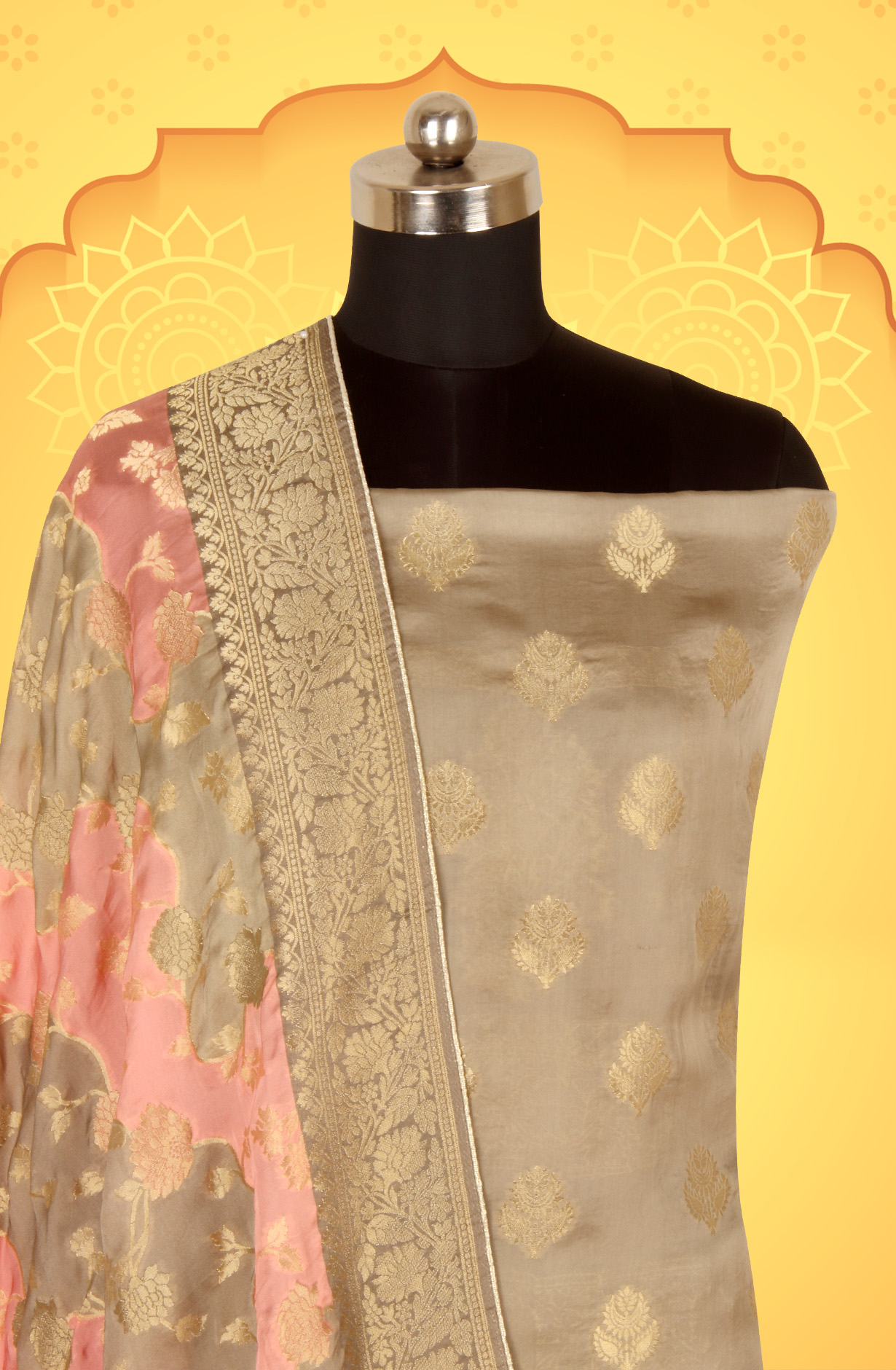 Olive Green Organza Festive Wear Salwar Kameez with Dupatta - ORG31604B