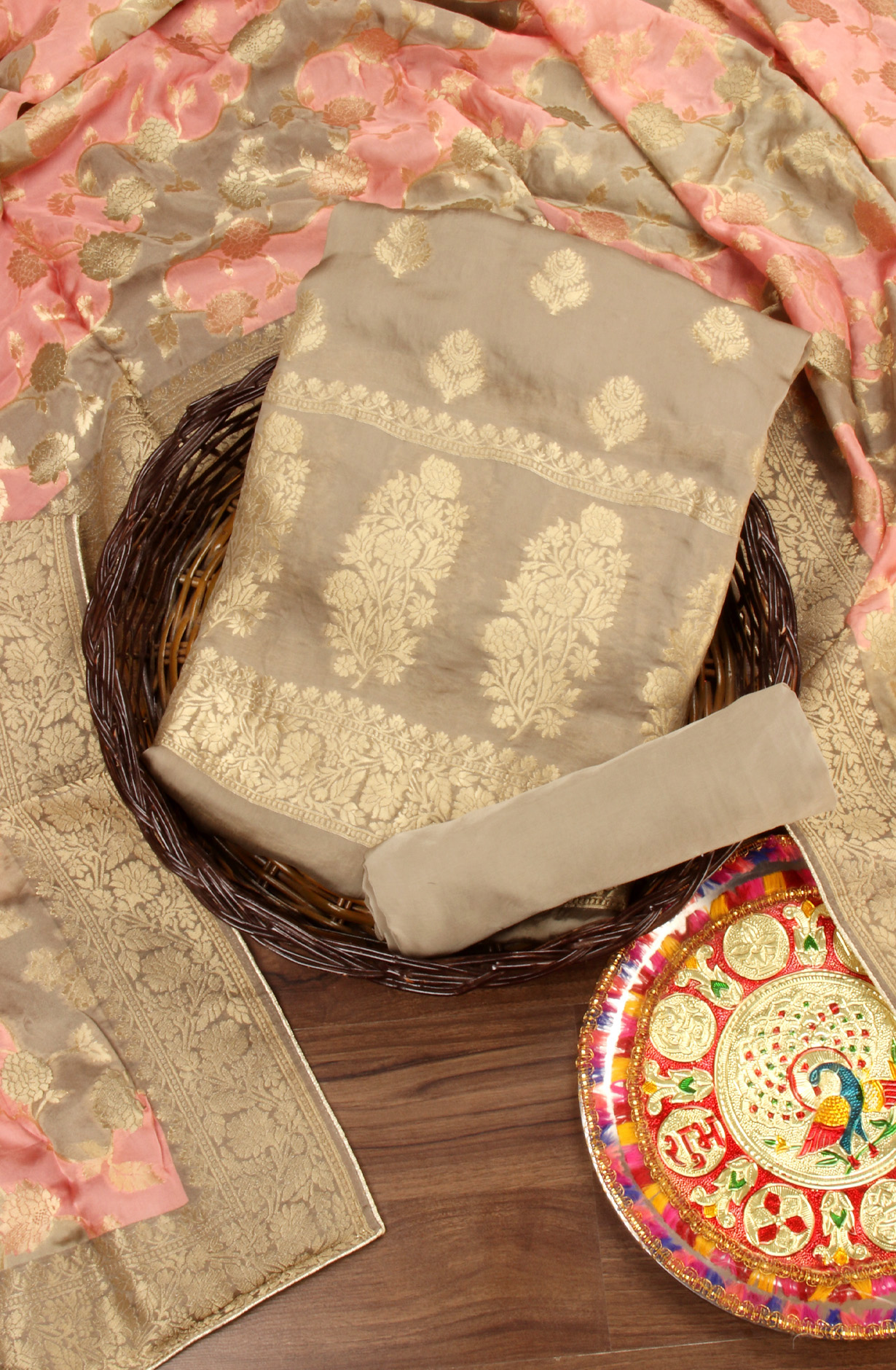 Olive Green Organza Festive Wear Salwar Kameez with Dupatta - ORG31604B