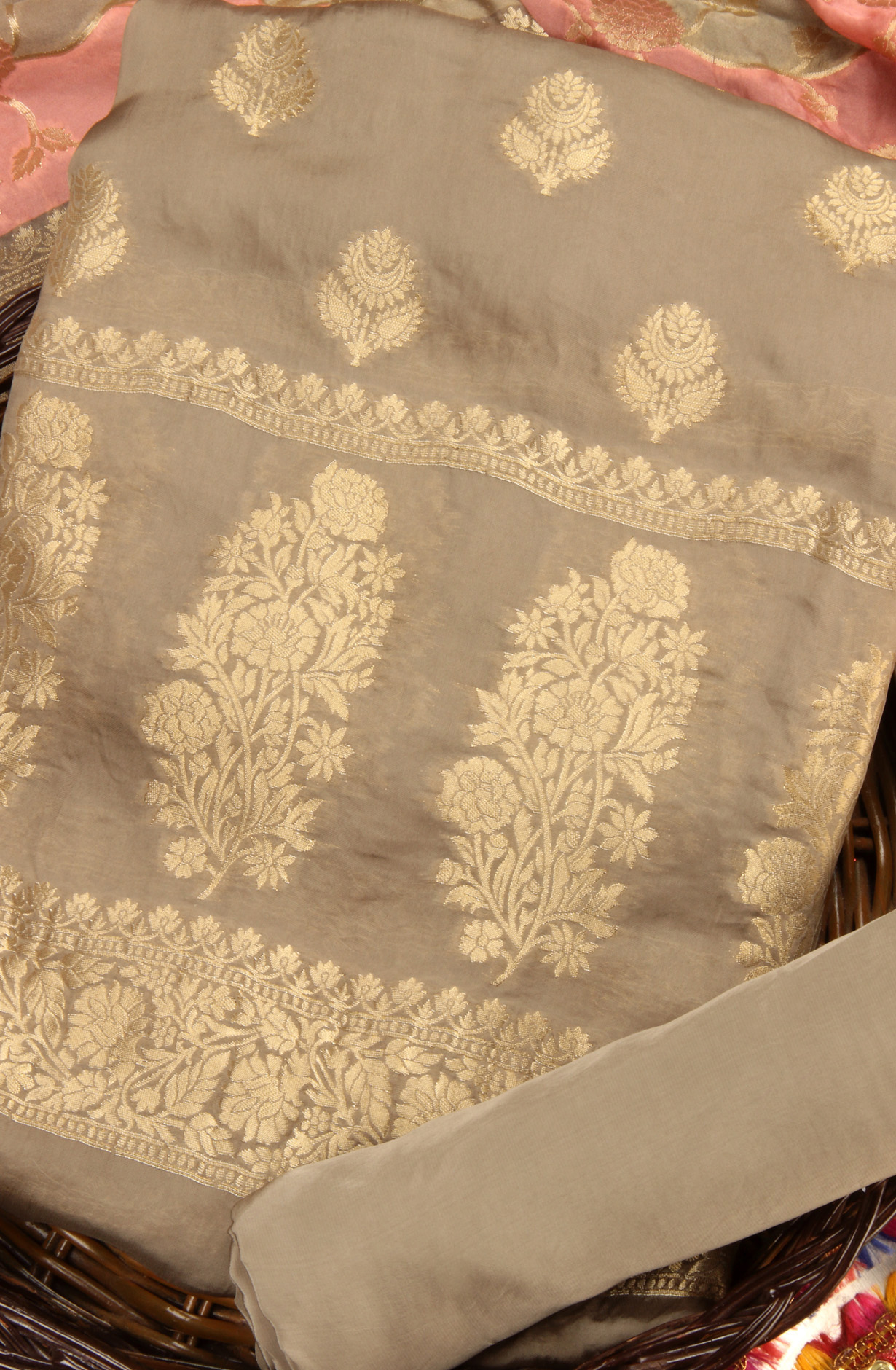 Olive Green Organza Festive Wear Salwar Kameez with Dupatta - ORG31604B