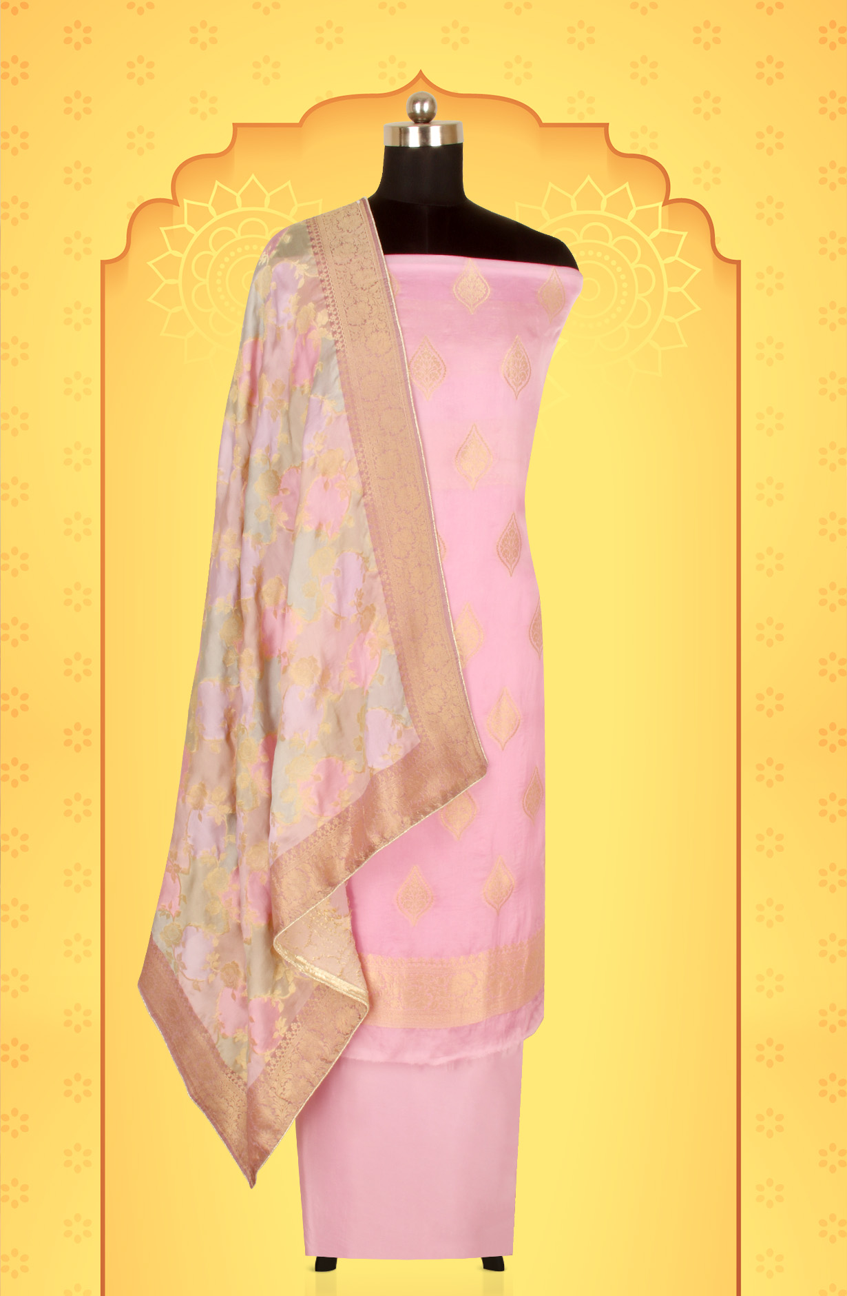 Baby Pink Organza Festive Wear Salwar Kameez with Dupatta - ORG31605