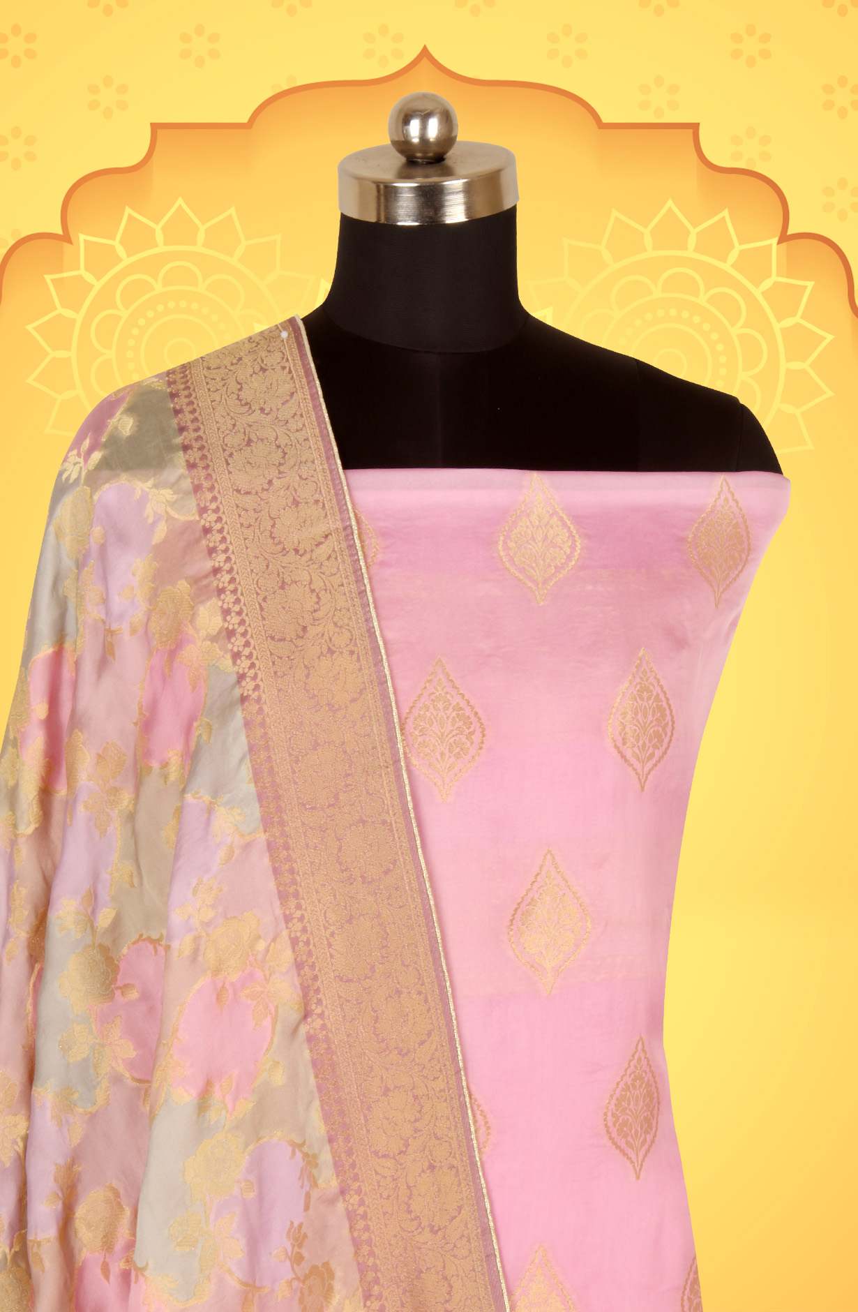 Baby Pink Organza Festive Wear Salwar Kameez with Dupatta - ORG31605