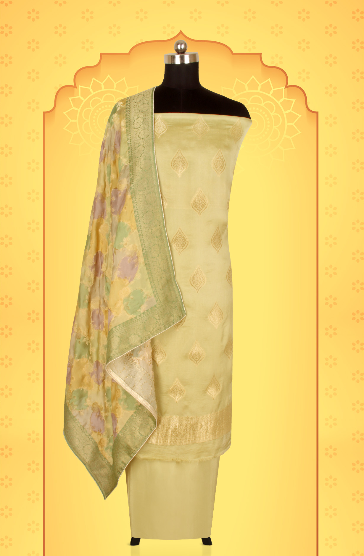 Parrot Green Organza Festive Wear Salwar Kameez with Dupatta - ORG31605A