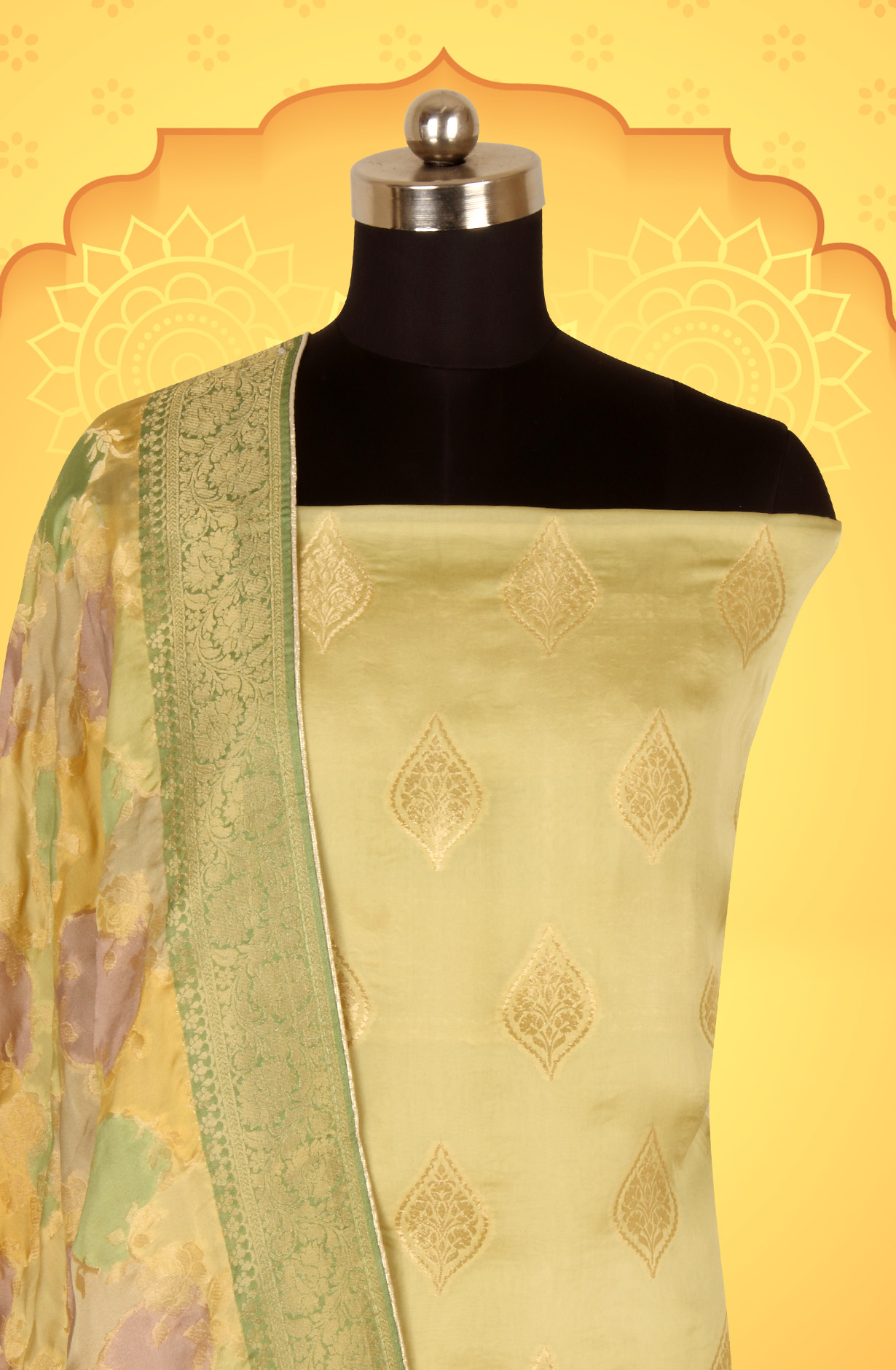 Parrot Green Organza Festive Wear Salwar Kameez with Dupatta - ORG31605A