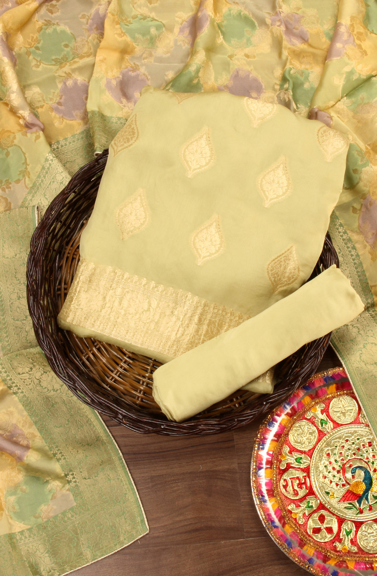 Parrot Green Organza Festive Wear Salwar Kameez with Dupatta - ORG31605A