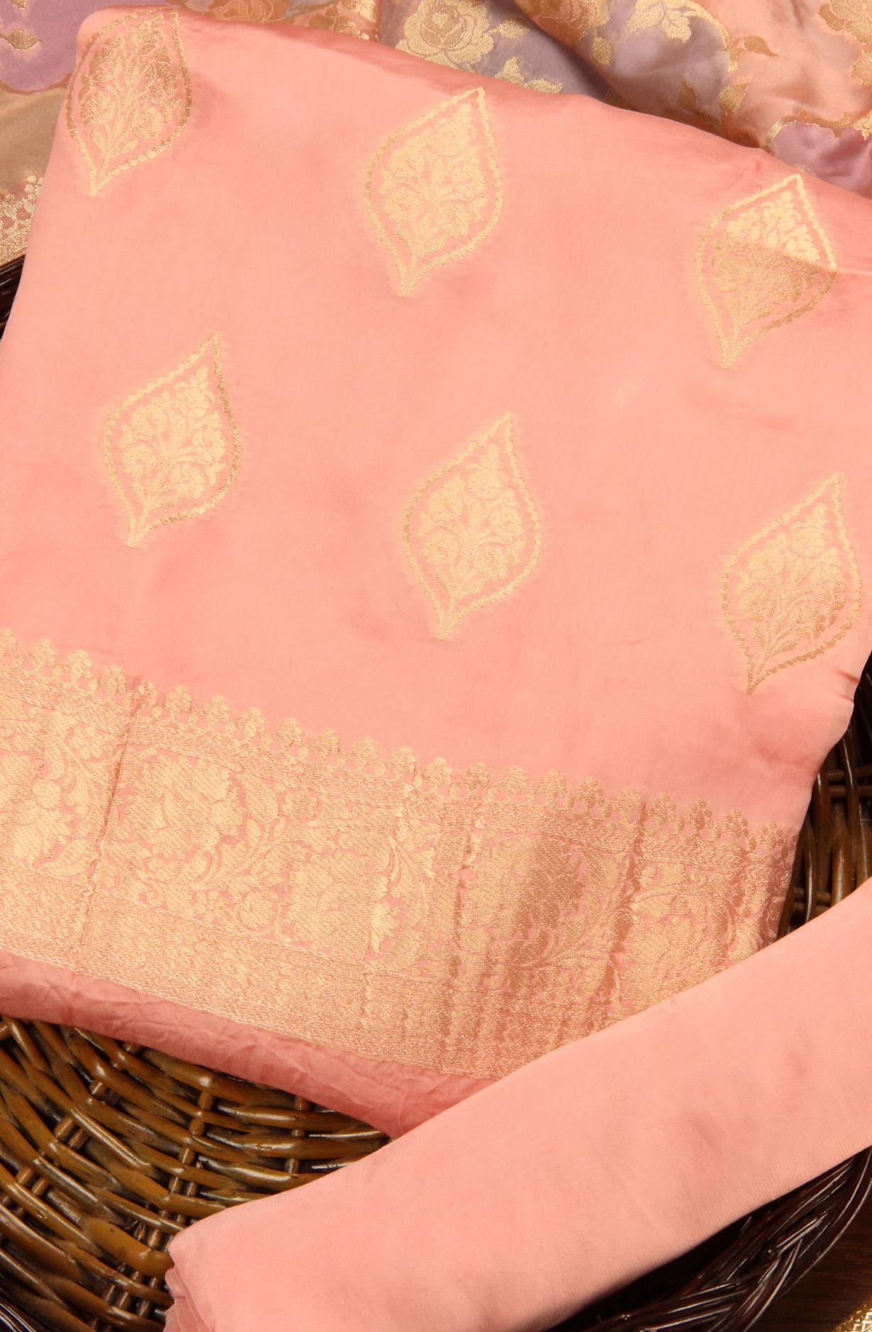 Peach Organza Festive Wear Salwar Suit with Dupatta - ORG31605B