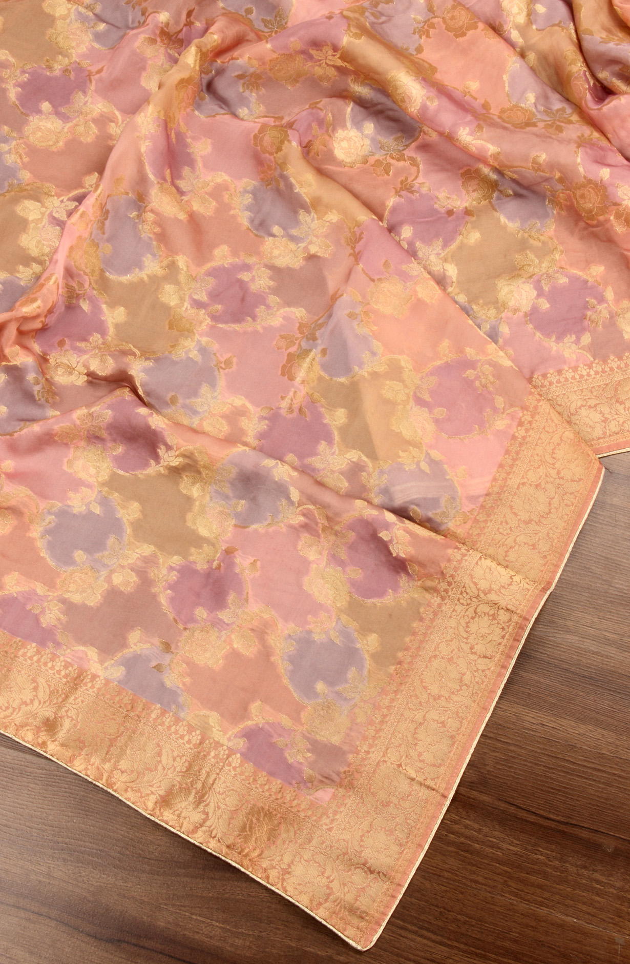 Peach Organza Festive Wear Salwar Suit with Dupatta - ORG31605B