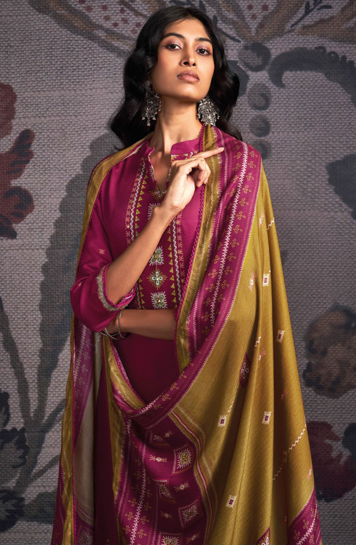 Rani Pure Pashmina with Dobby solid color work embroidery- ORNC2160