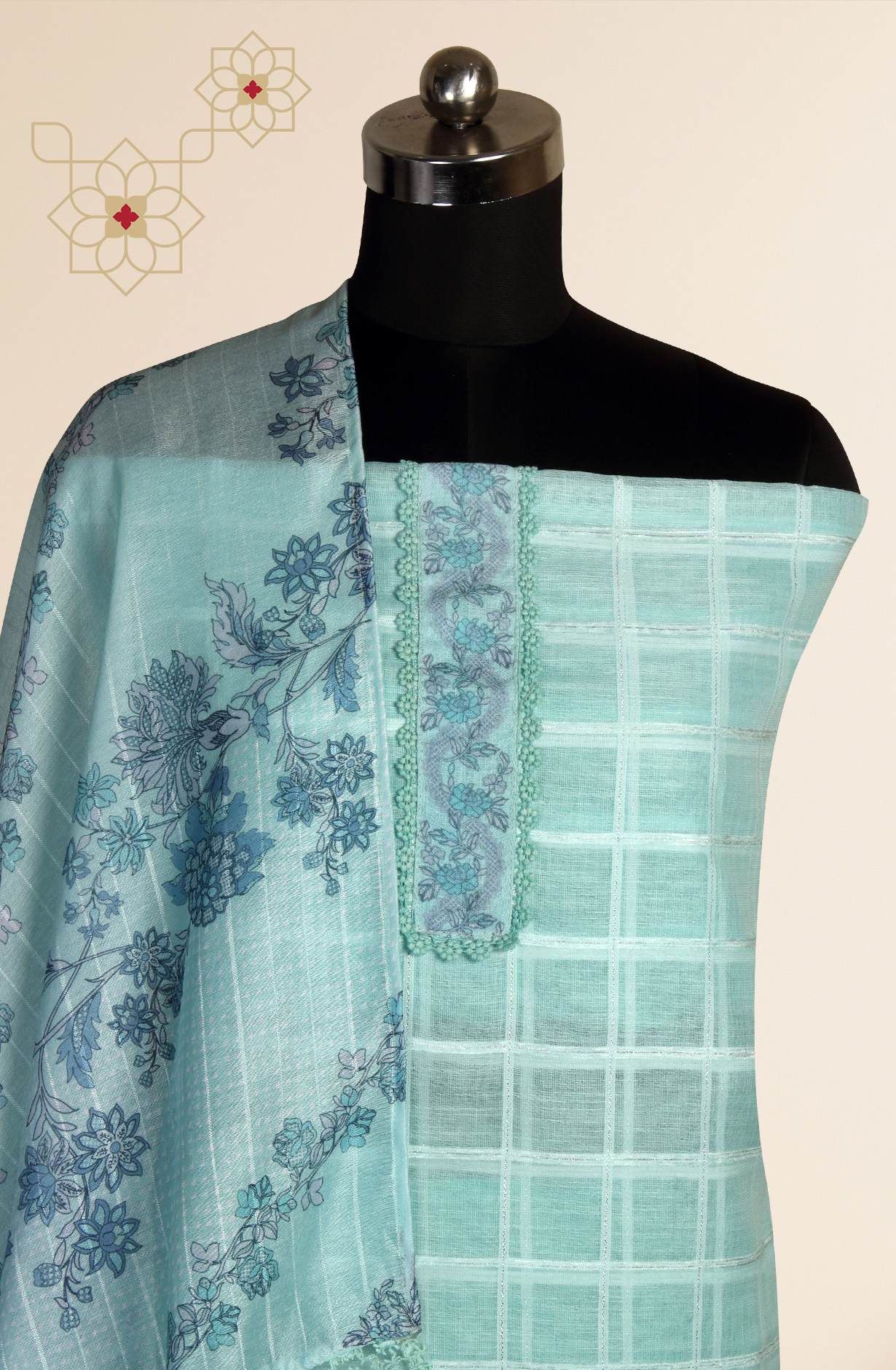Sea Green Linen Exclusive Salwar Kameez with Dupatta - OSV1201
