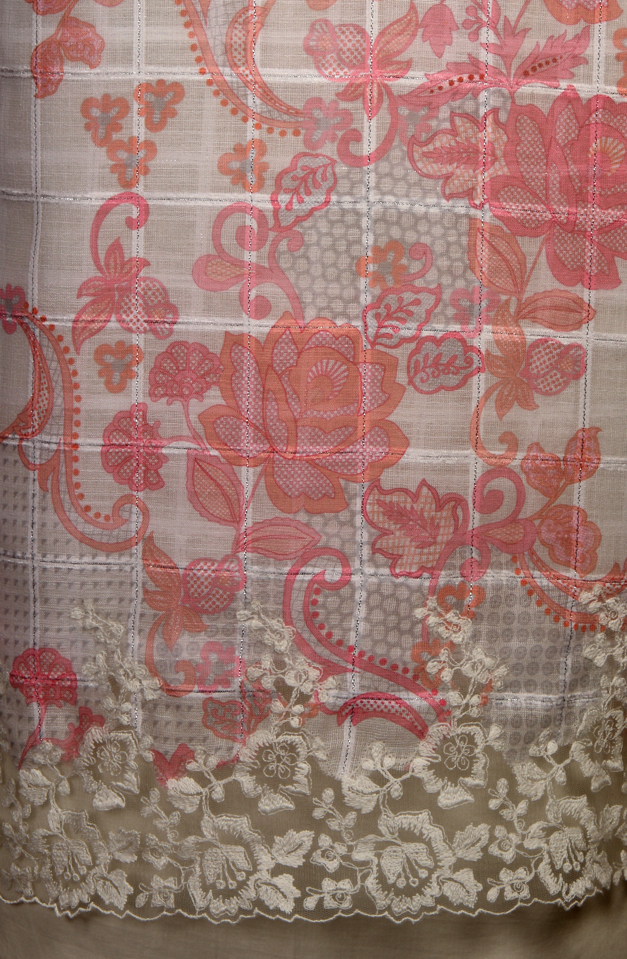 Cream and Pink Linen Exclusive Salwar Kameez with Dupatta - OSV1201A