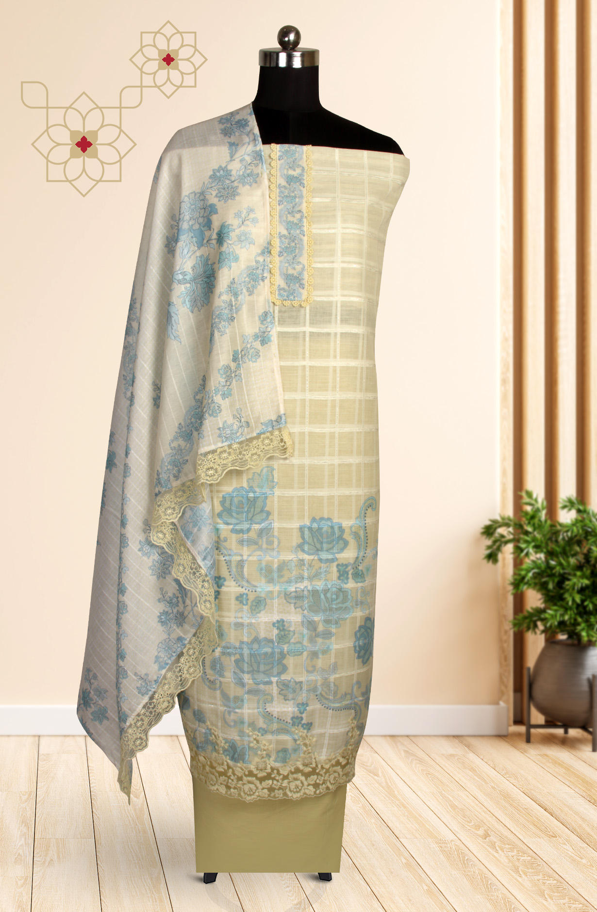 Yellow Linen Exclusive Salwar Kameez with Dupatta - OSV1201B