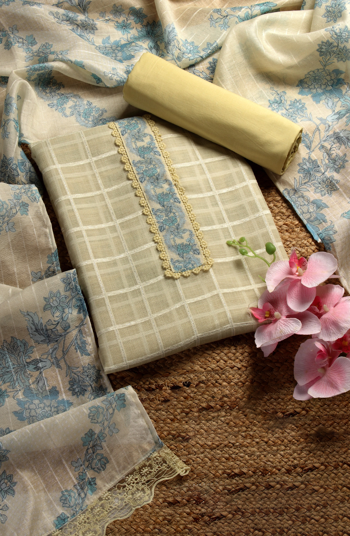 Yellow Linen Exclusive Salwar Kameez with Dupatta - OSV1201B