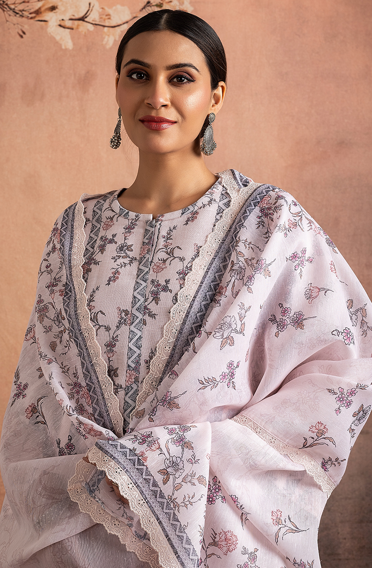 Peach Linen Unstitched Salwar Suit with Trendy Dupatta - PAL2202C