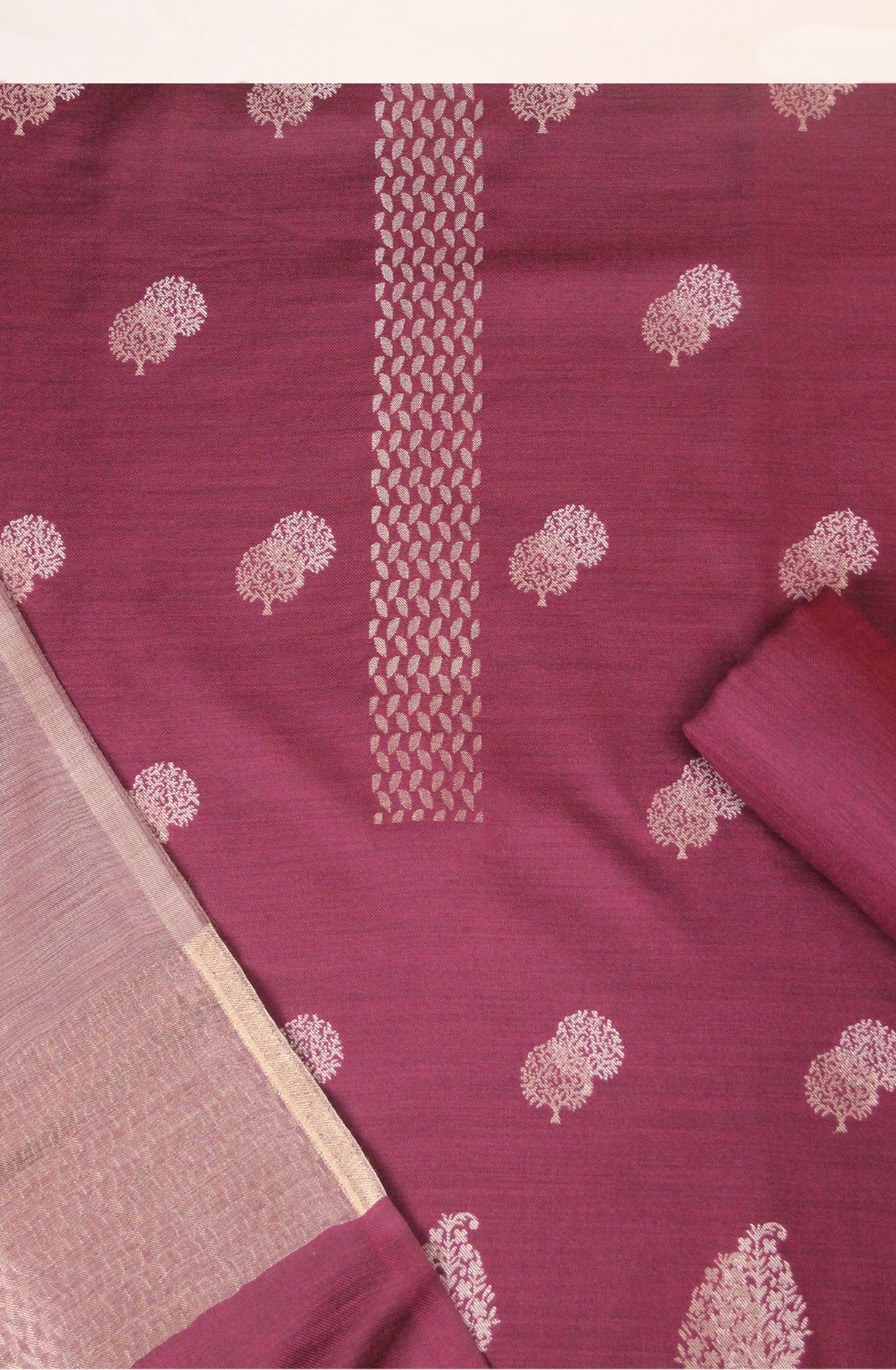 Wine Pashmina Winter Wear Suit Set  - PAS1201A